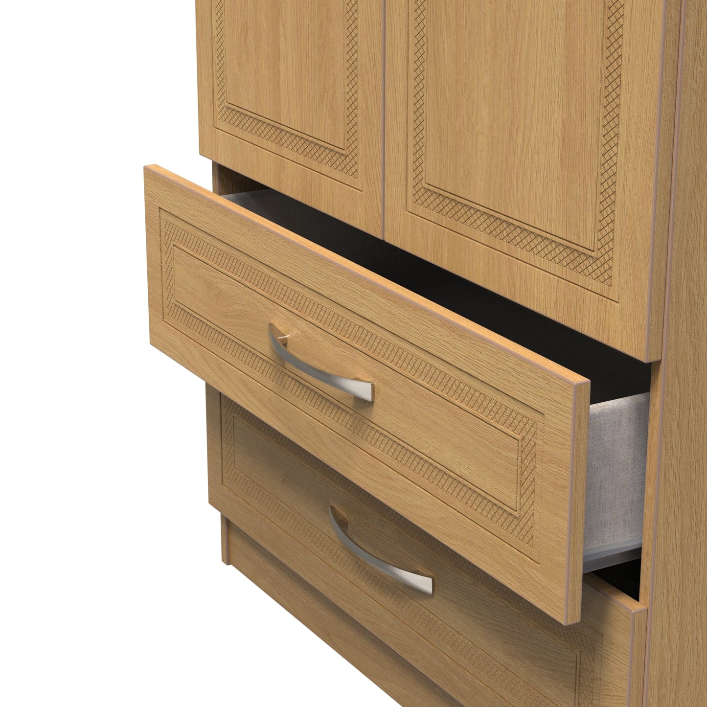 Dorset Tall Wardrobe Oak 2 Doors 2 Drawers 182cm