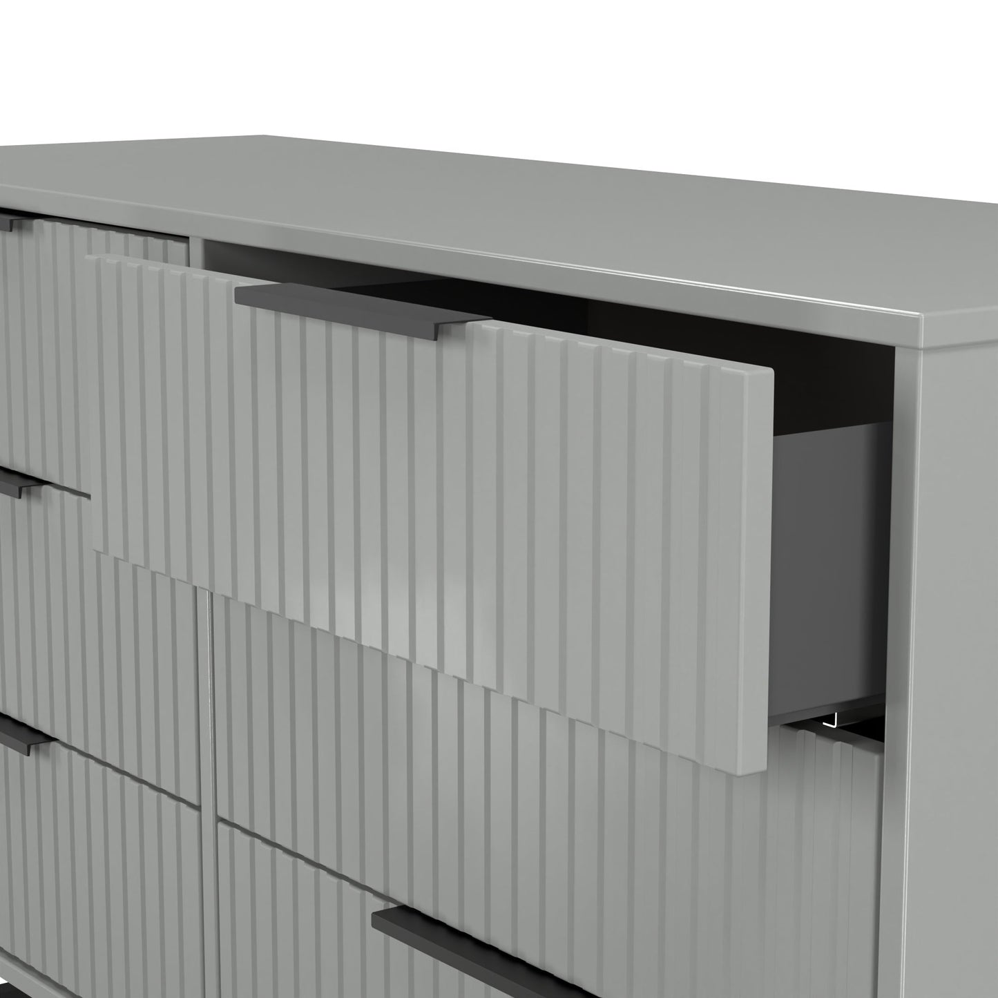 Fluted Large Chest of Drawers Grey 6 Drawers 115cm