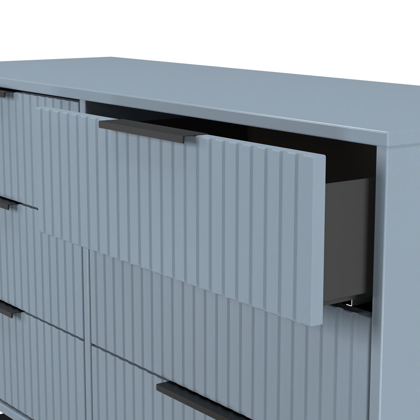 Fluted Large Chest of Drawers Light Blue 6 Drawers 115cm