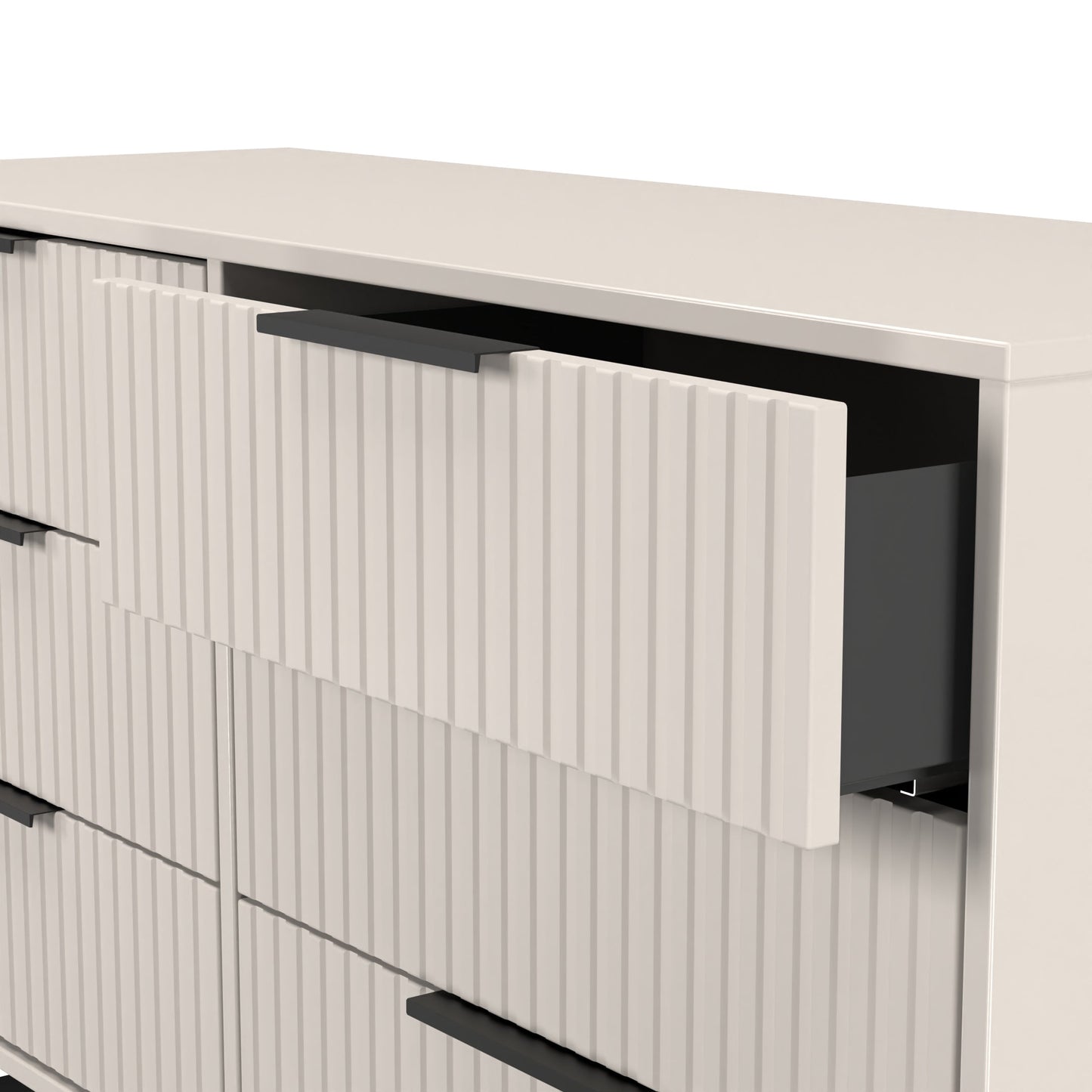 Fluted Large Chest of Drawers Off-White 6 Drawers 115cm