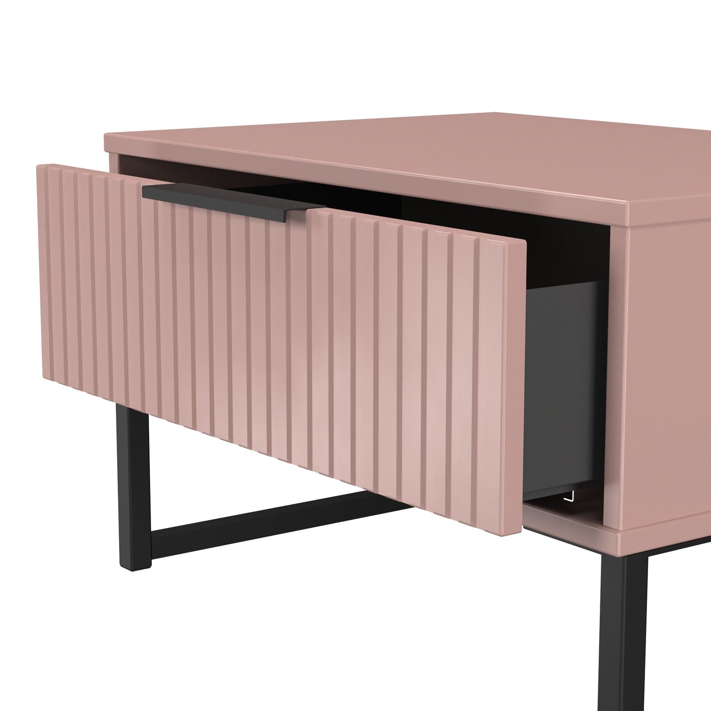 Fluted Side Table Pink 1 Drawer 58cm
