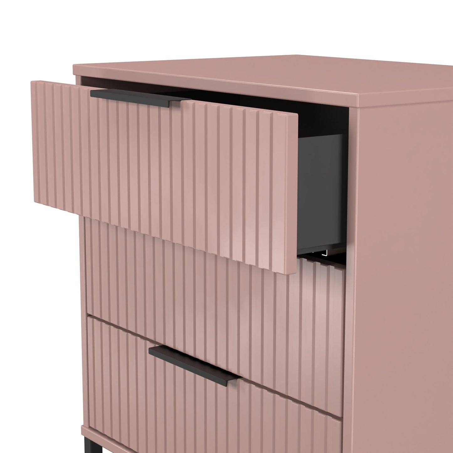 Fluted Chest of Drawers Pink 3 Drawers 76cm