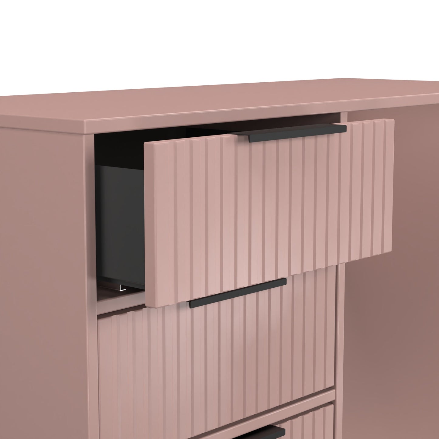 Fluted Desk Pink 4 Drawers 97cm