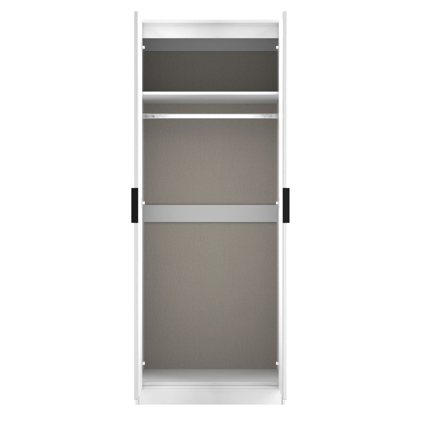 Fluted Tall Wardrobe White 1 Shelf 197cm