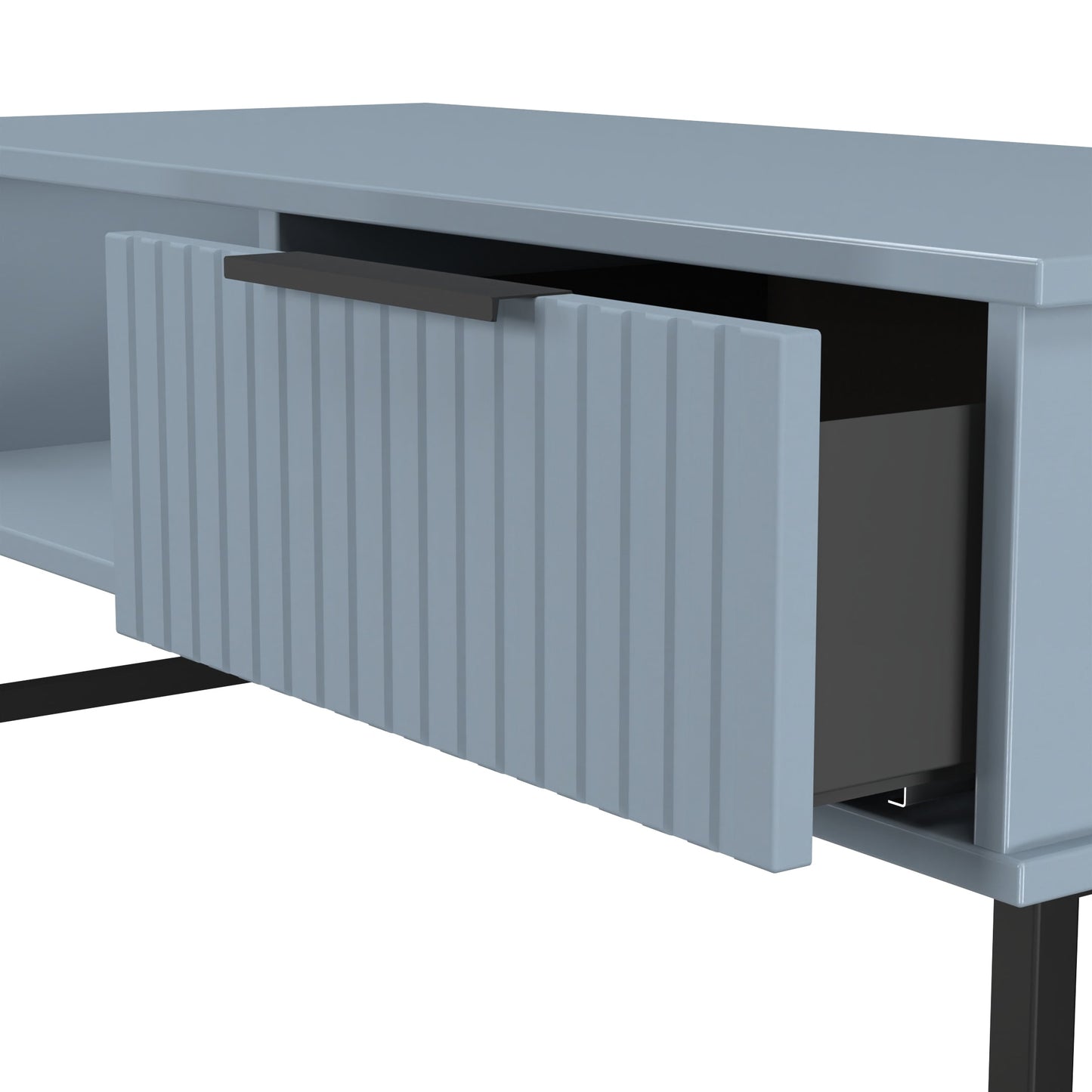 Fluted Coffee Table Light Blue 1 Shelf 1 Drawer 92cm