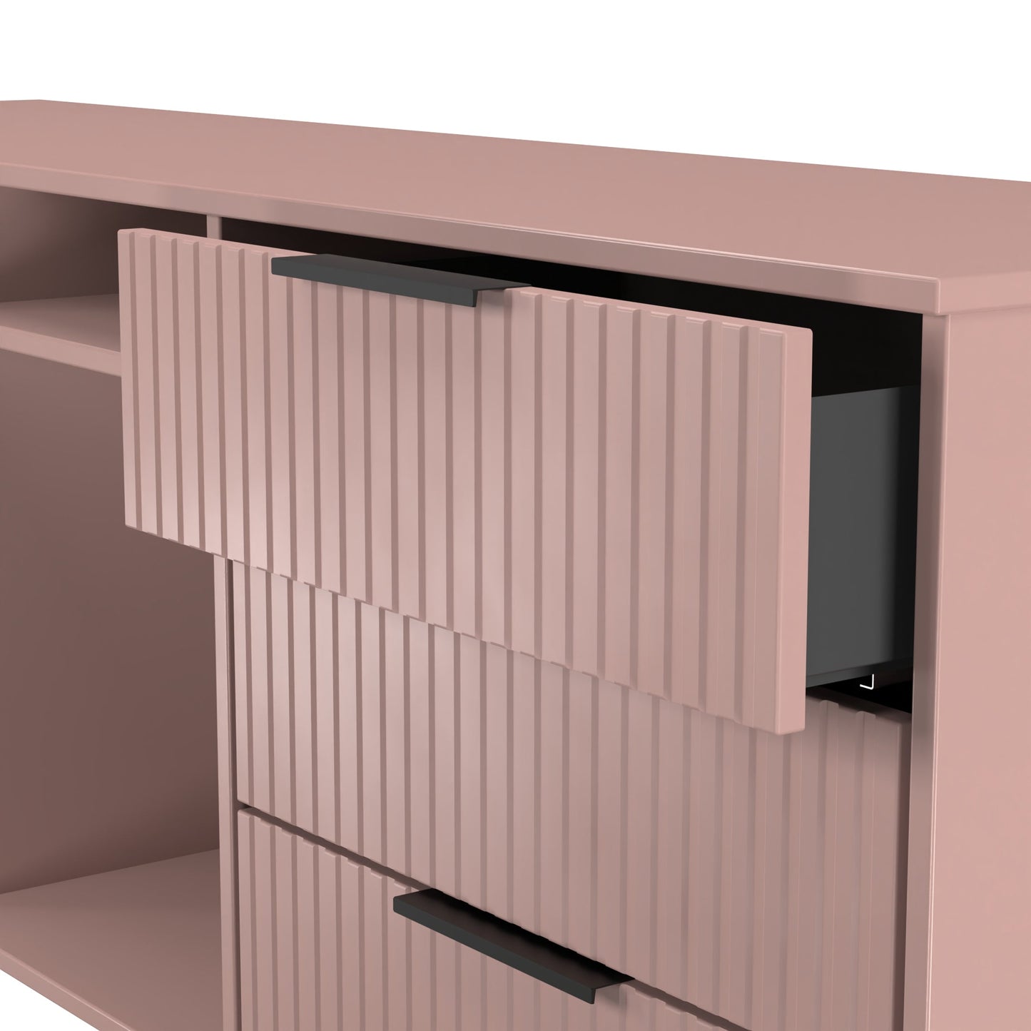 Fluted Large Sideboard Pink 2 Shelves 6 Drawers 152cm