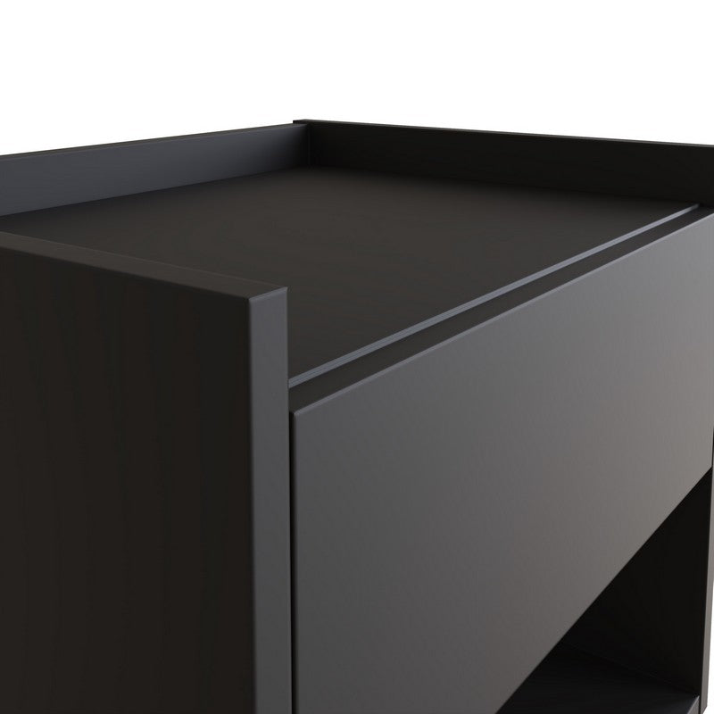 GFW 2 Harmony Bedside Tables Black 1 Shelf 1 Drawer