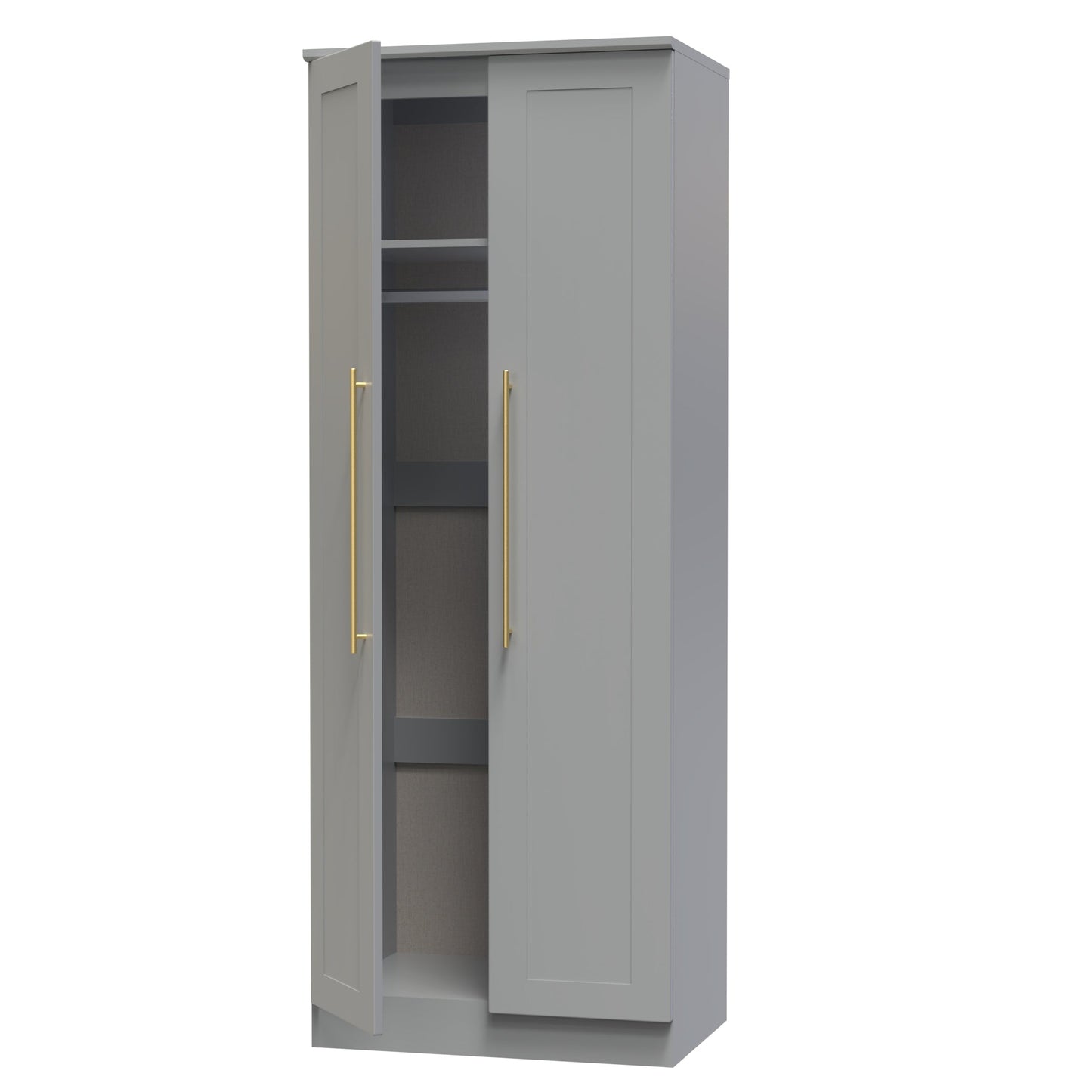 Haworth Tall Wardrobe Grey 2 Doors 1 Shelf 196cm