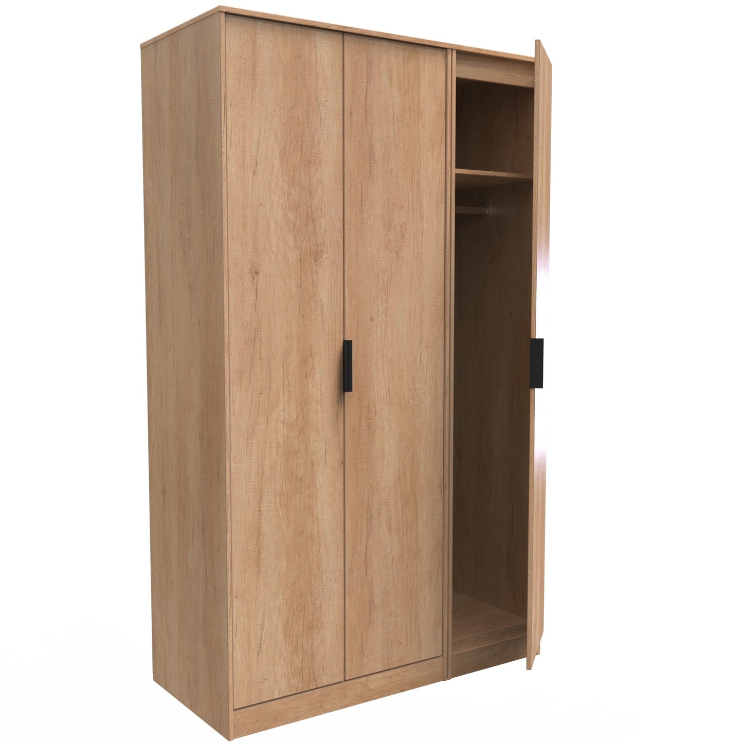 Hong Kong B Tall Wardrobe Oak 3 Doors 1 Shelf 198cm