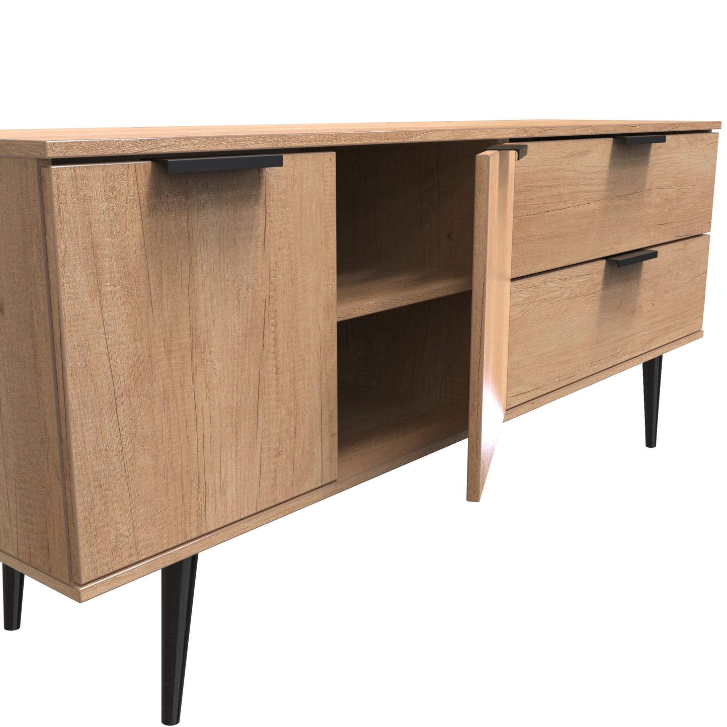 Hong Kong B Large Sideboard Oak 2 Doors 2 Drawers 147cm