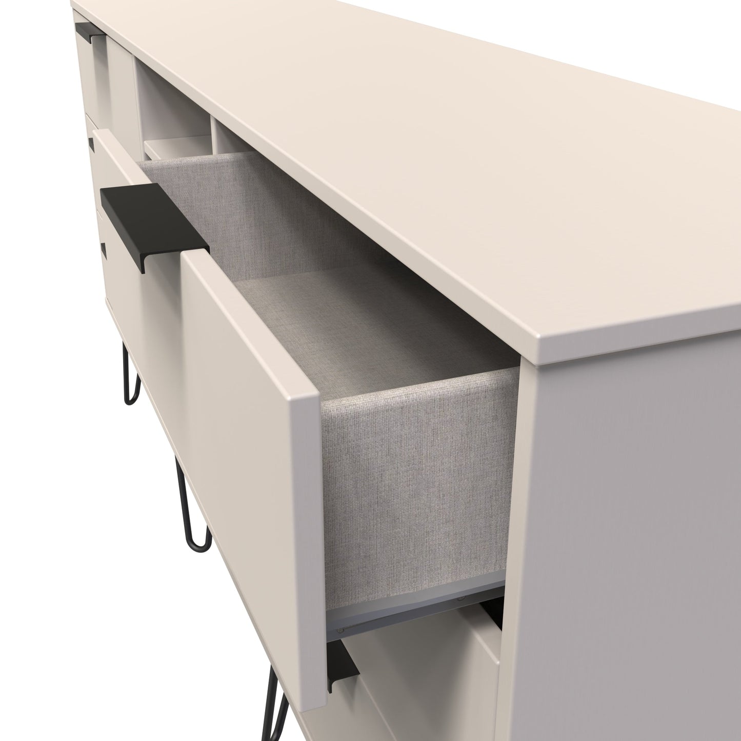 Hong Kong C Large Sideboard Off-White 2 Shelves 6 Drawers 152cm