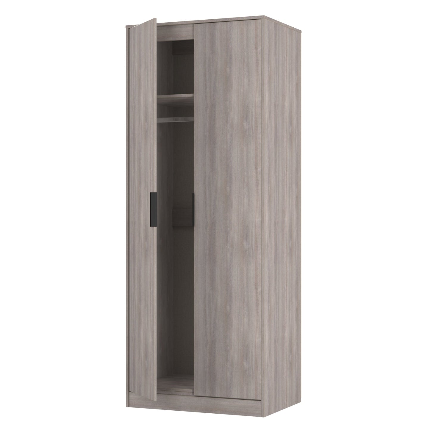 Hong Kong G Tall Wardrobe Light Grey 2 Doors 1 Shelf 197cm