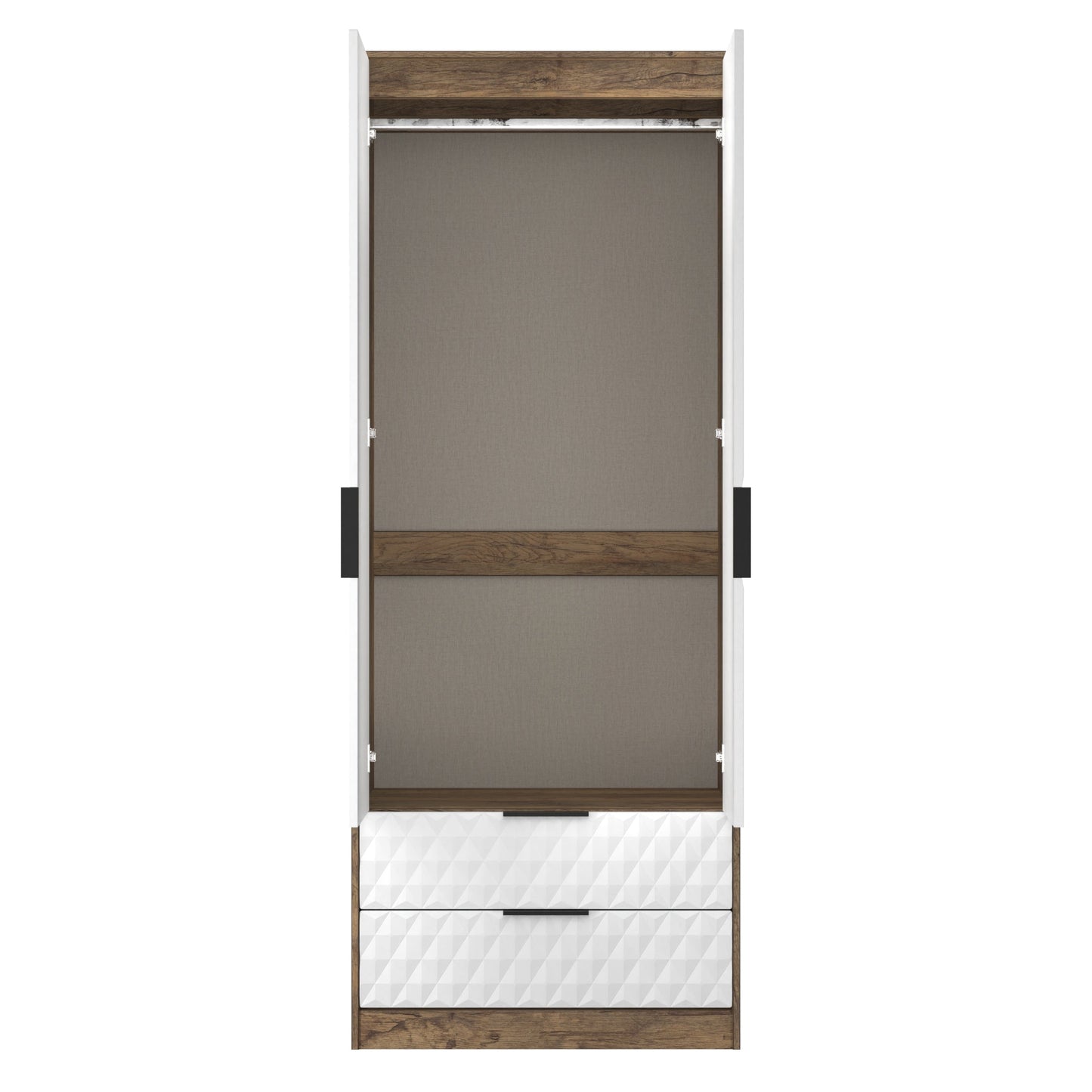 Harlequin Tall Wardrobe White & Oak 2 Drawers 197cm