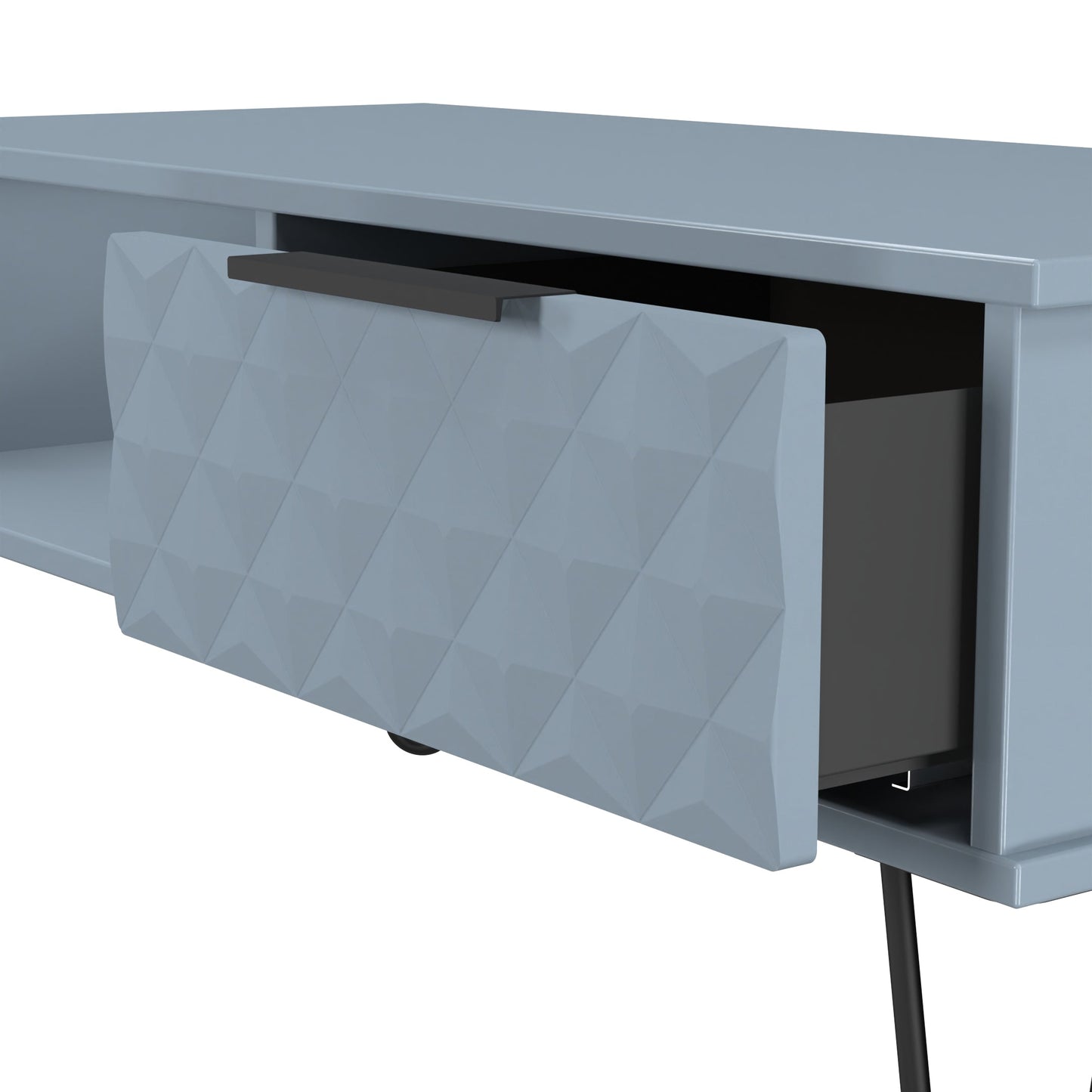 Harlequin Coffee Table Light Blue 1 Shelf 1 Drawer 92cm