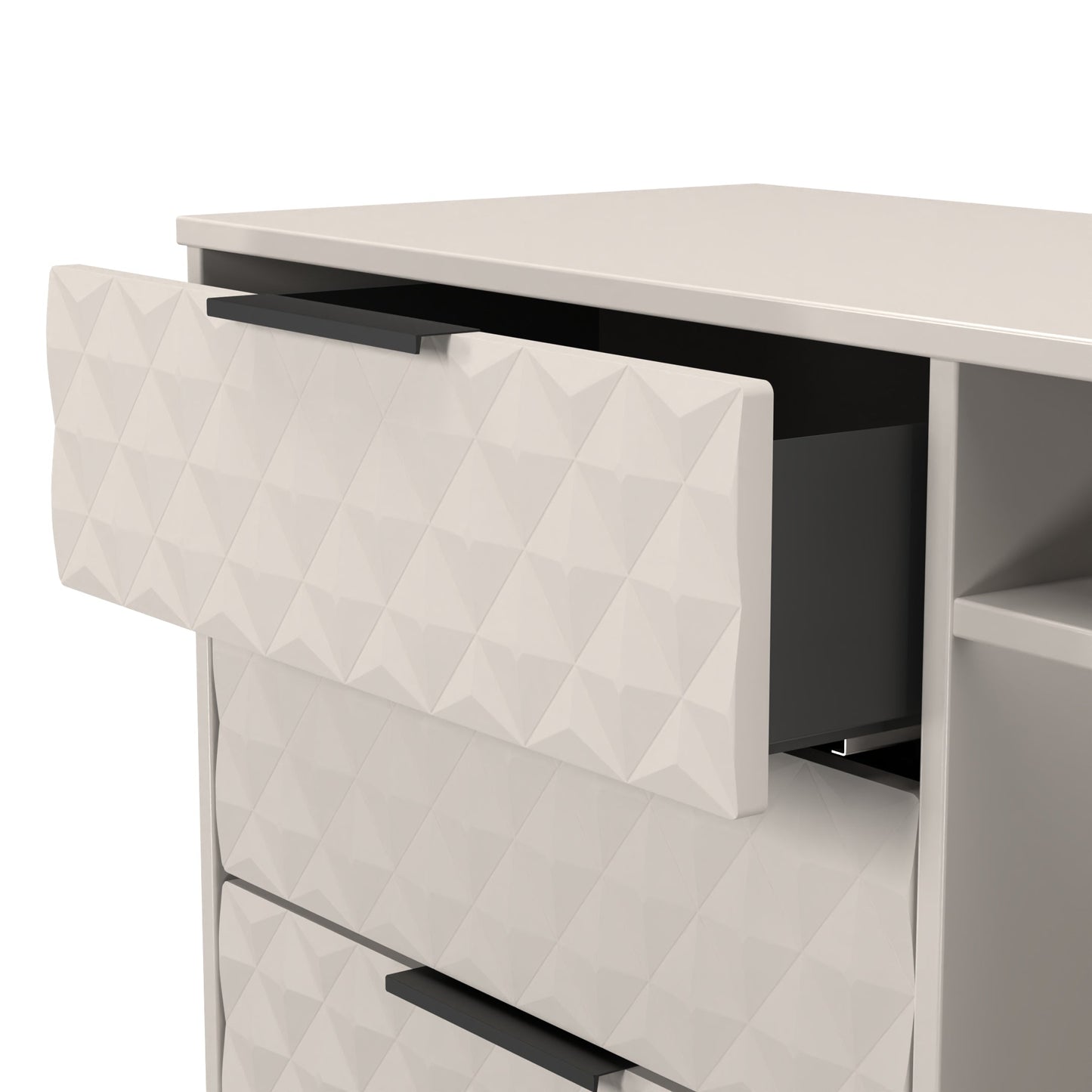 Harlequin TV Unit Off-White 2 Shelves 3 Drawers 97cm