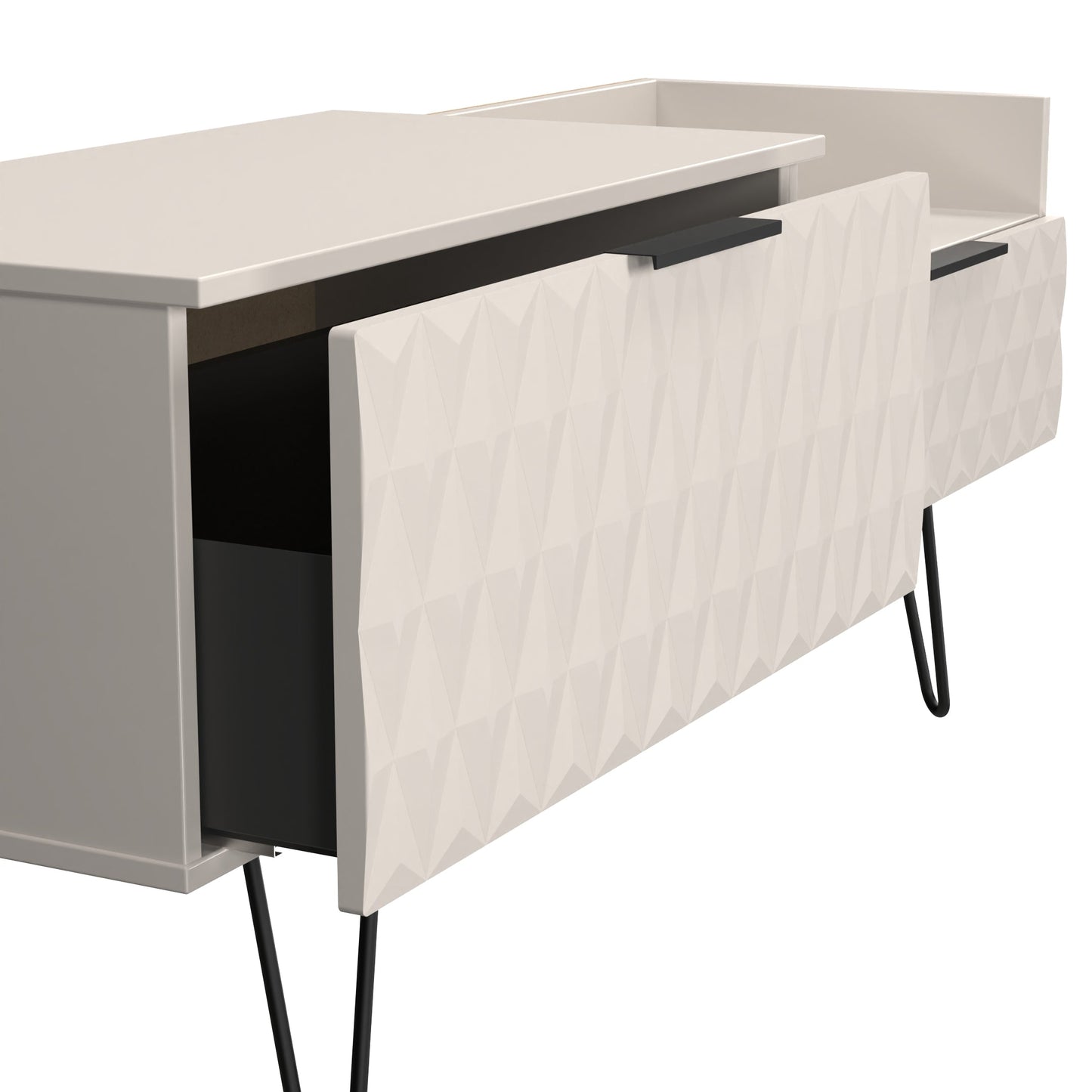 Harlequin TV Unit Off-White 1 Shelf 2 Drawers 128cm