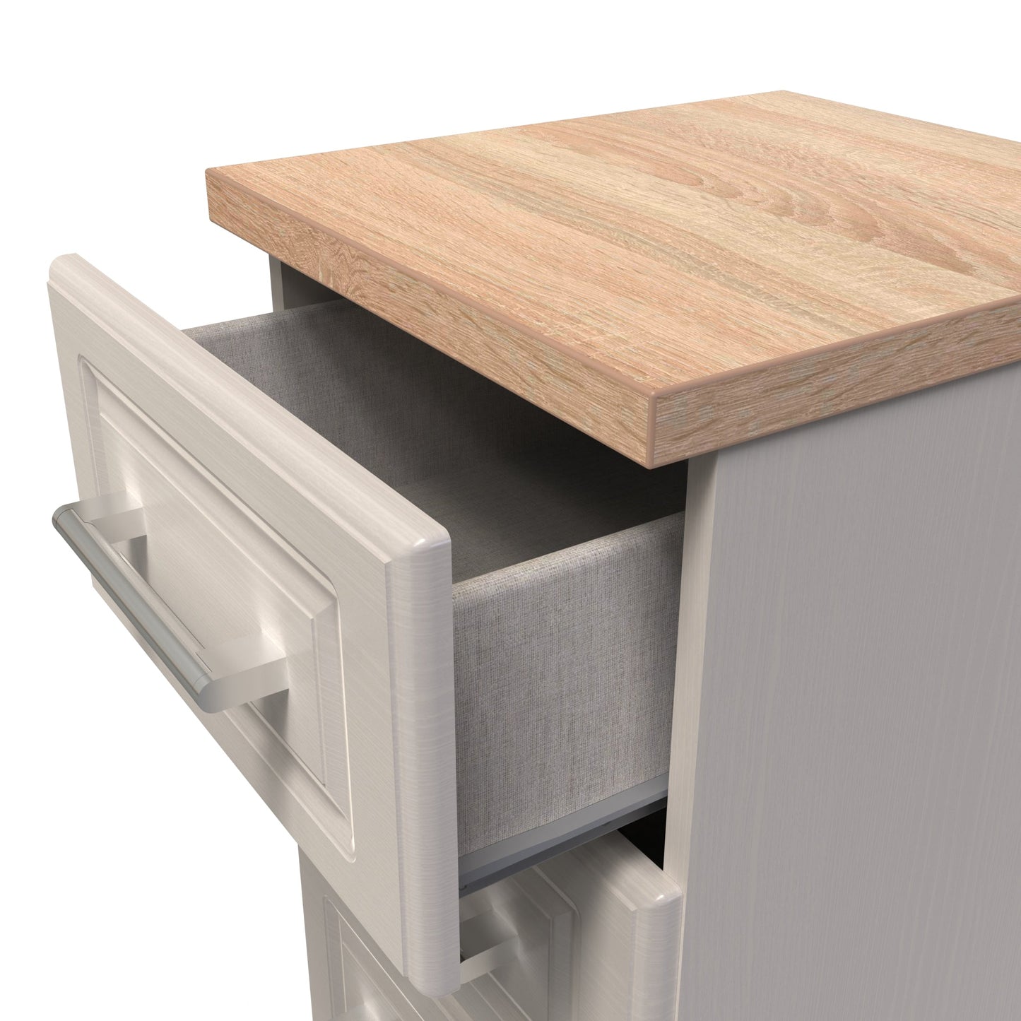 Kent Bedside Table Off-White 3 Drawers 70cm