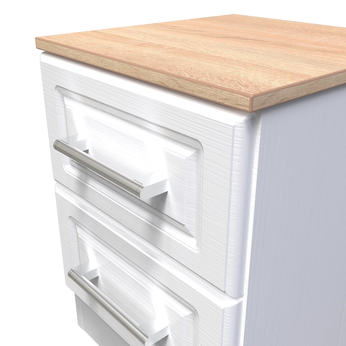 Kent Bedside Table White & Oak 2 Drawers 51cm