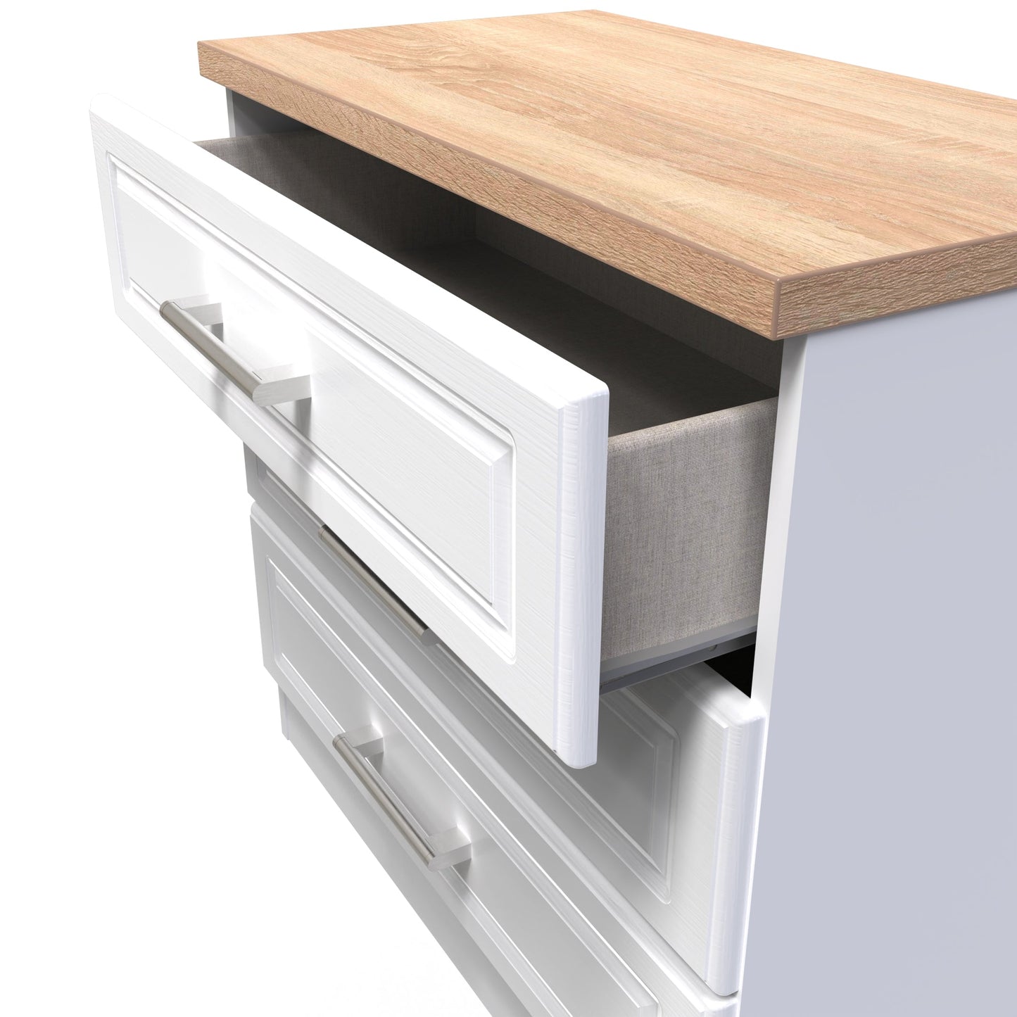 Kent Chest of Drawers White & Oak 3 Drawers 74cm