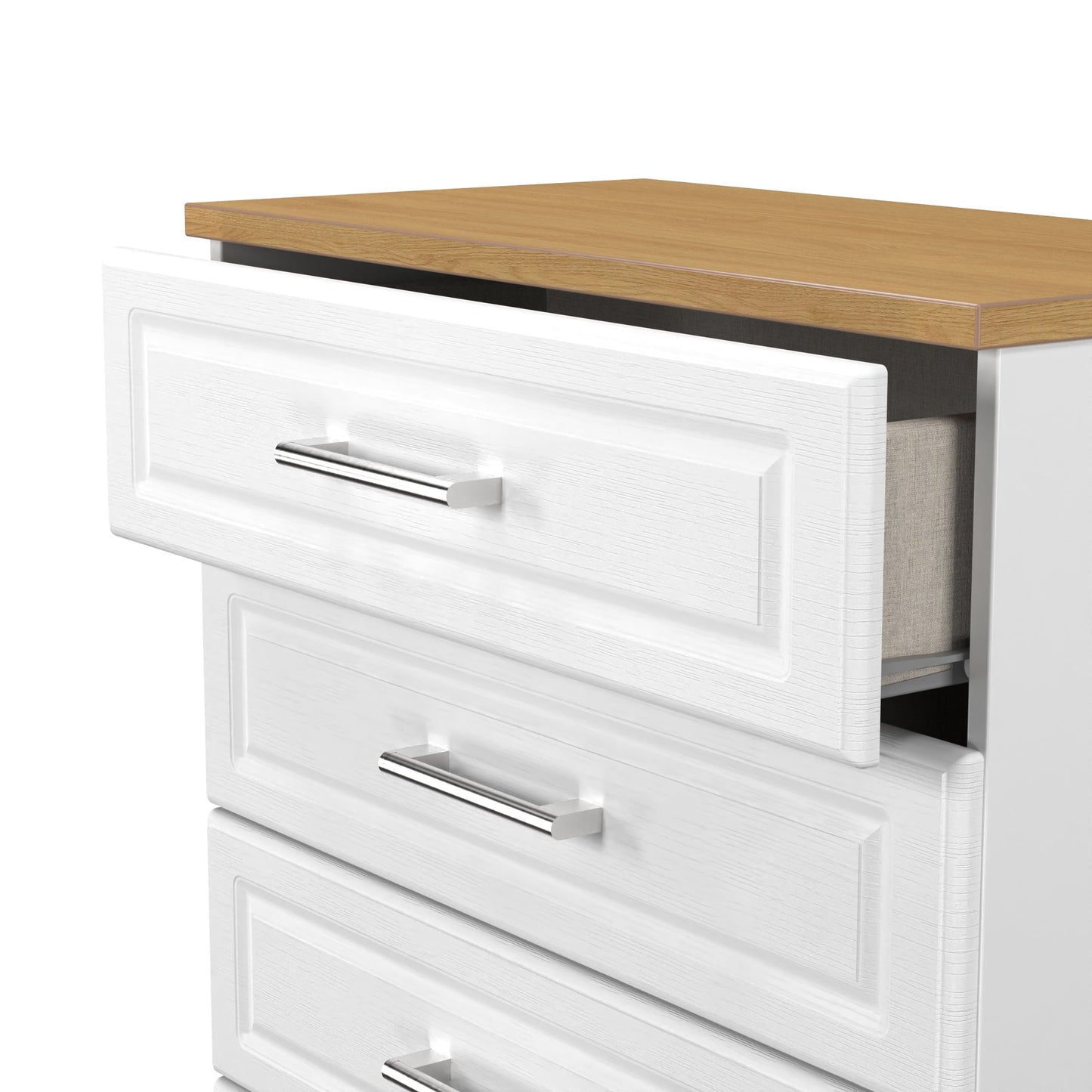 Kent Chest of Drawers White & Oak 4 Drawers 89cm