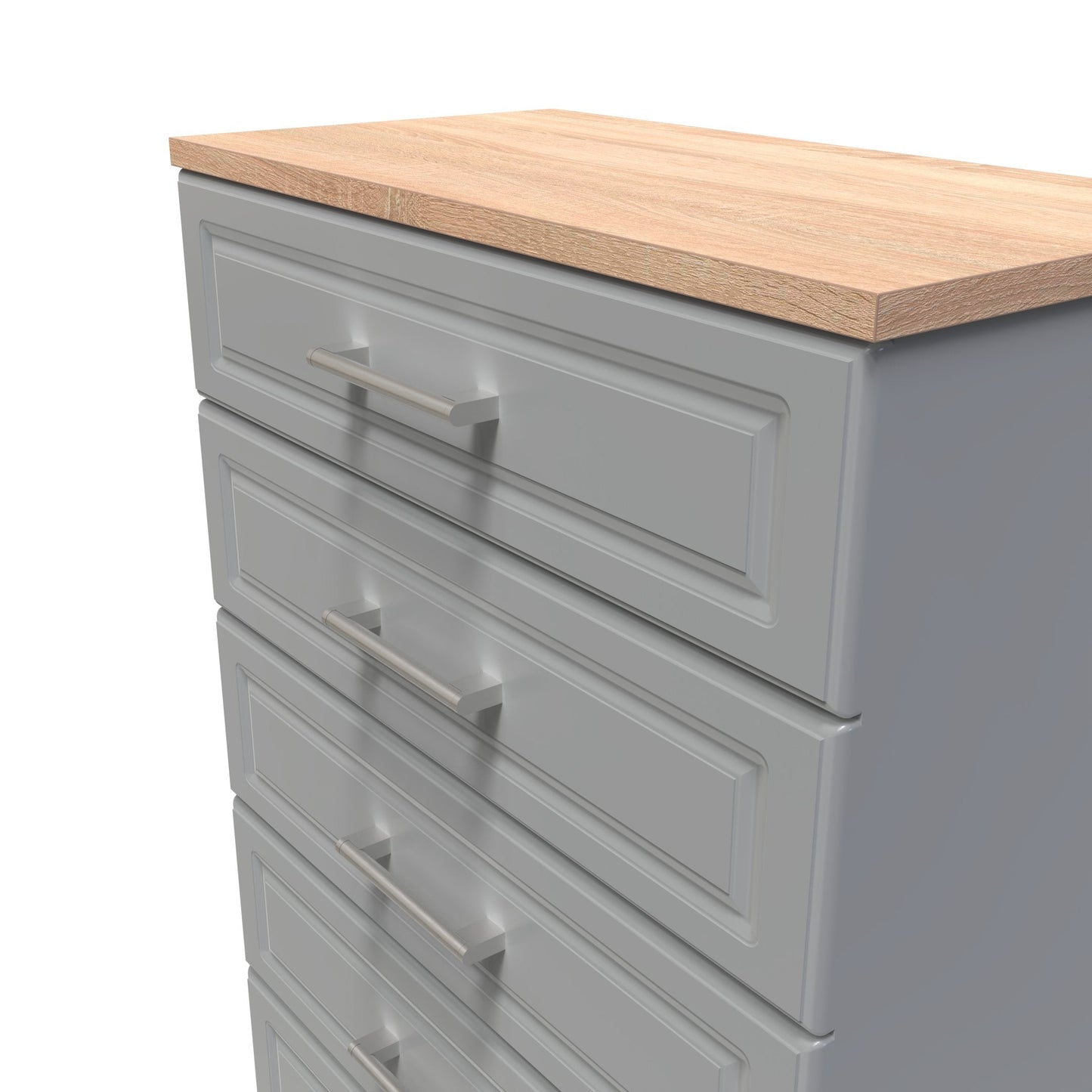 Kent Tall Chest of Drawers Grey & Oak 5 Drawers 108cm