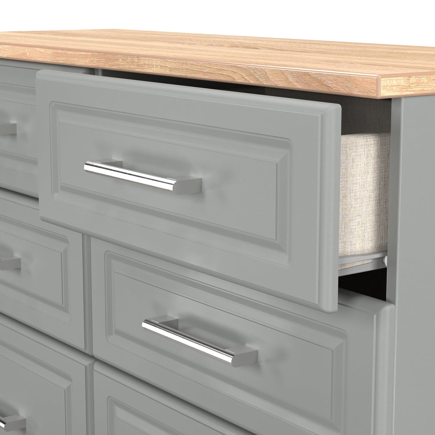 Kent Large Chest of Drawers Grey & Oak 6 Drawers 110cm