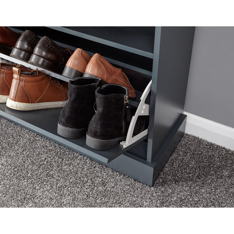 GFW Kendal Tall Shoe Storage Blue 2 Doors 2 Shelves 1 Drawer