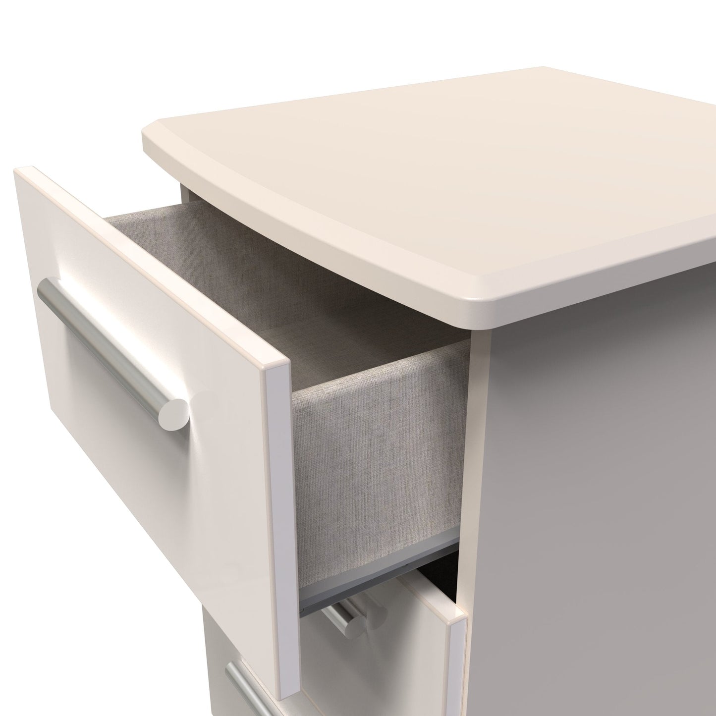 Knightsbridge Bedside Table Off-White 3 Drawers 70cm
