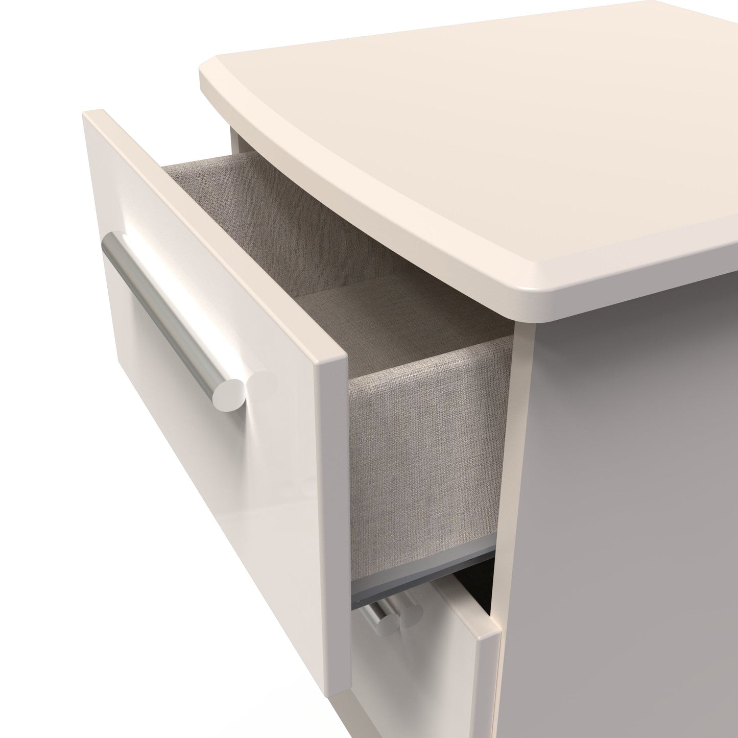 Knightsbridge Bedside Table Off-White 2 Drawers 51cm