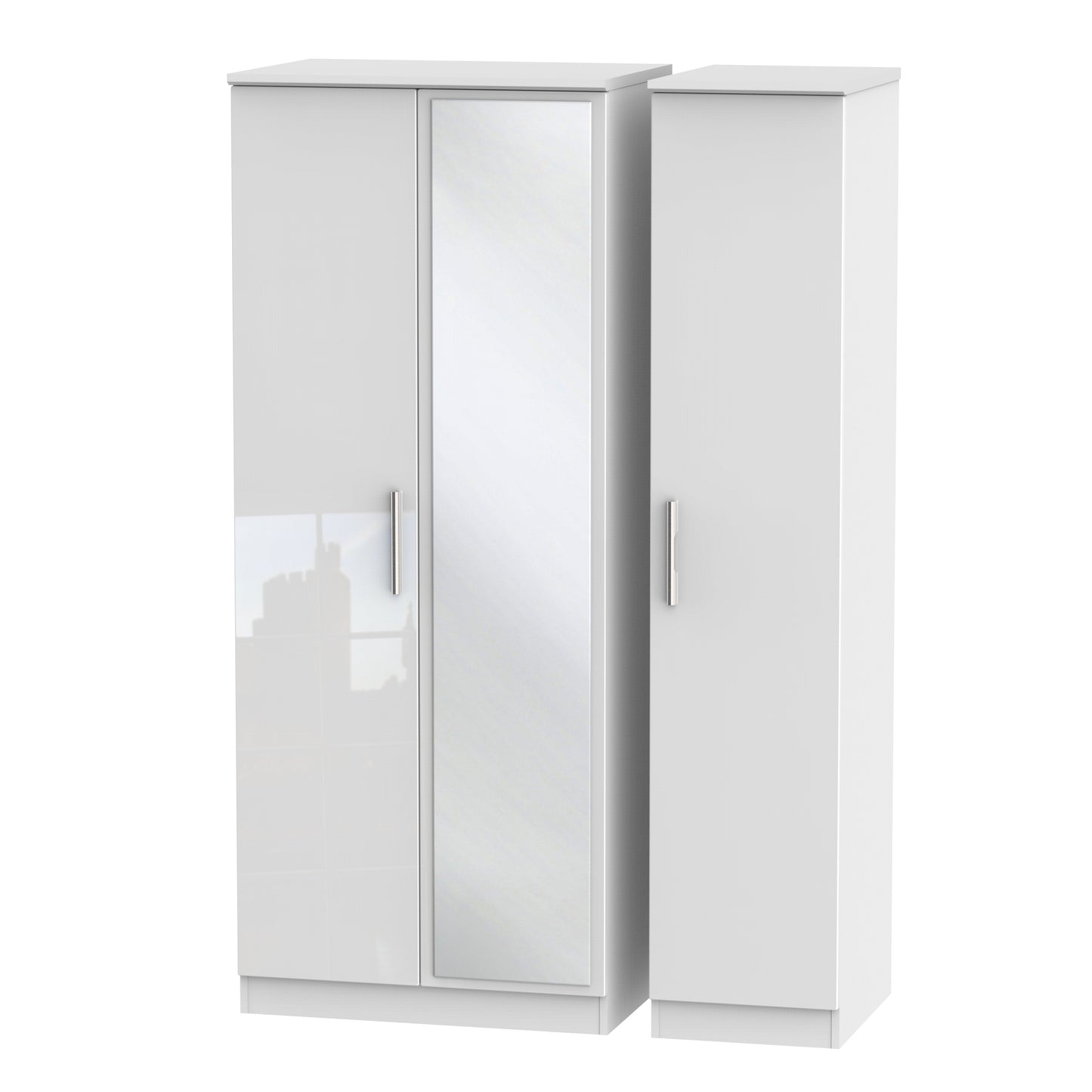Knightsbridge Tall Mirror Wardrobe White 1 Shelf 182cm