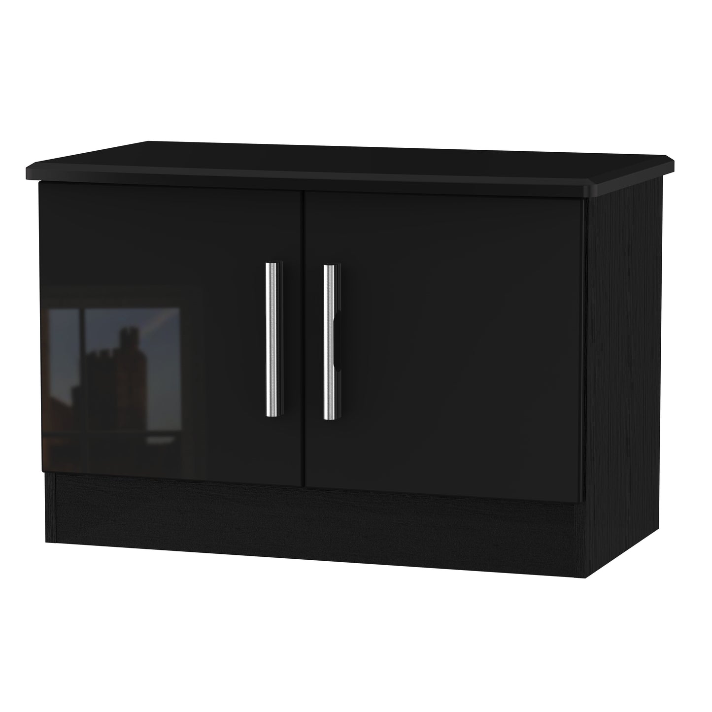 Knightsbridge TV Unit Black 2 Doors 77cm