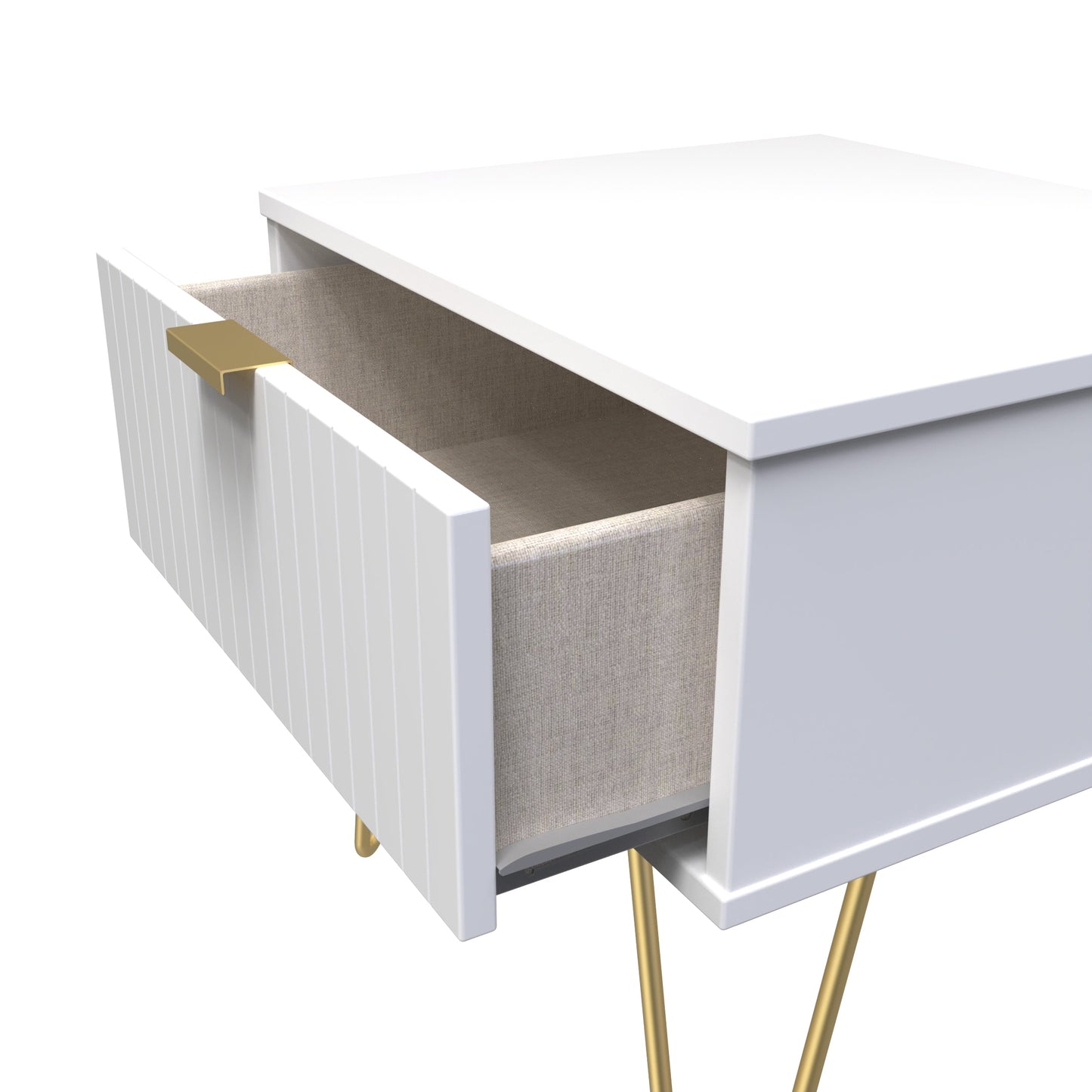 Linear Bedside Table White 1 Drawer 45cm