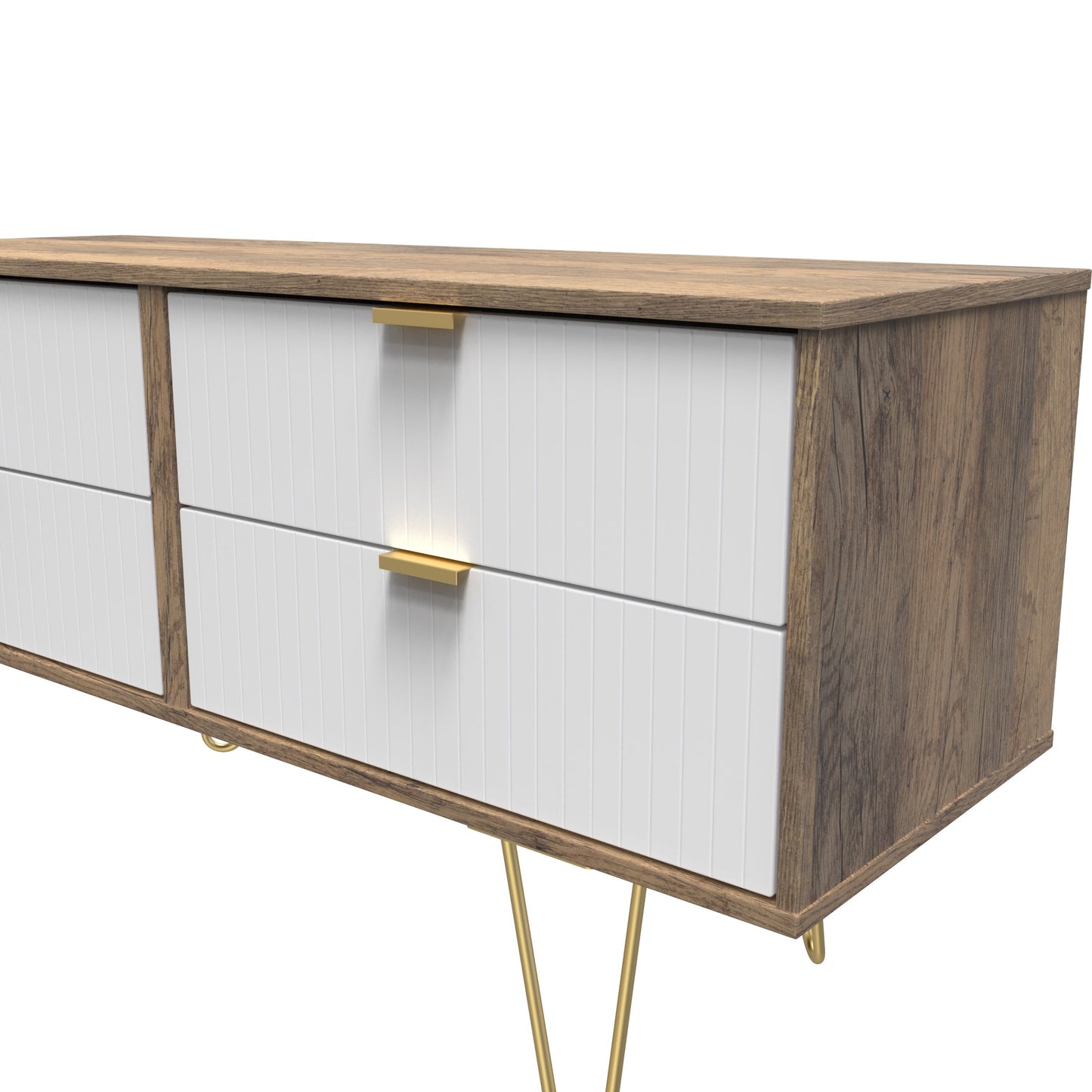 Linear Large Chest of Drawers White & Oak 4 Drawers 115cm