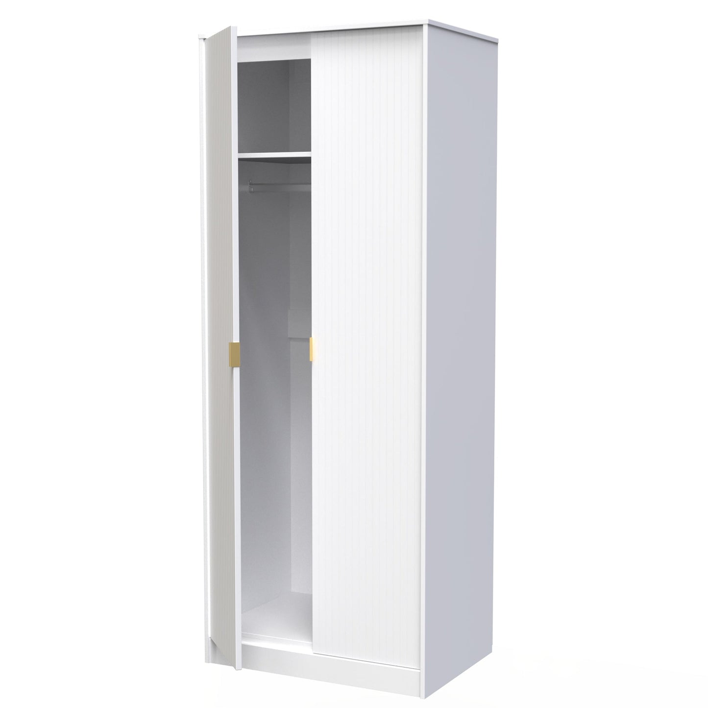 Linear Tall Wardrobe White 2 Doors 1 Shelf 197cm