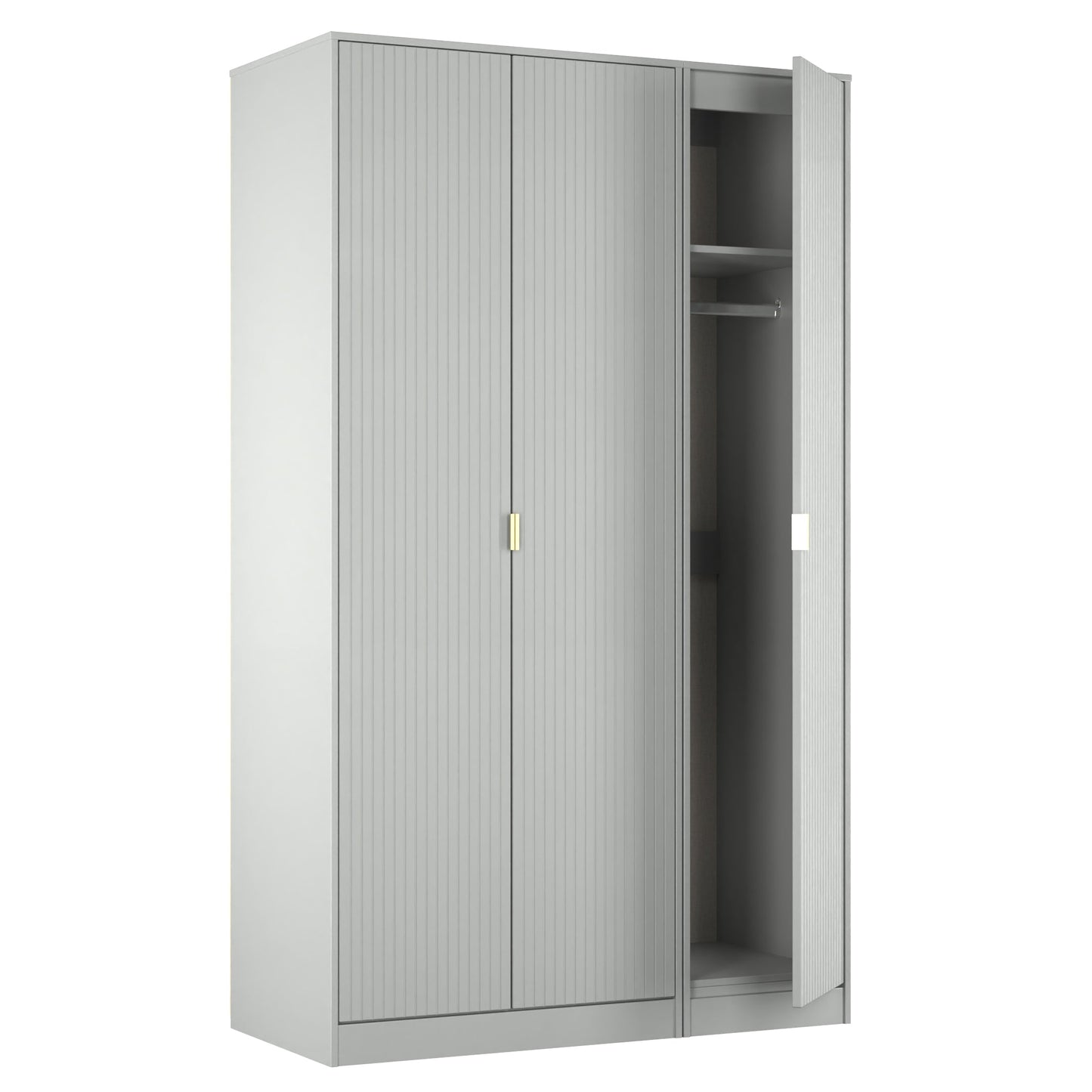 Linear Tall Wardrobe Grey 3 Doors 1 Shelf 198cm