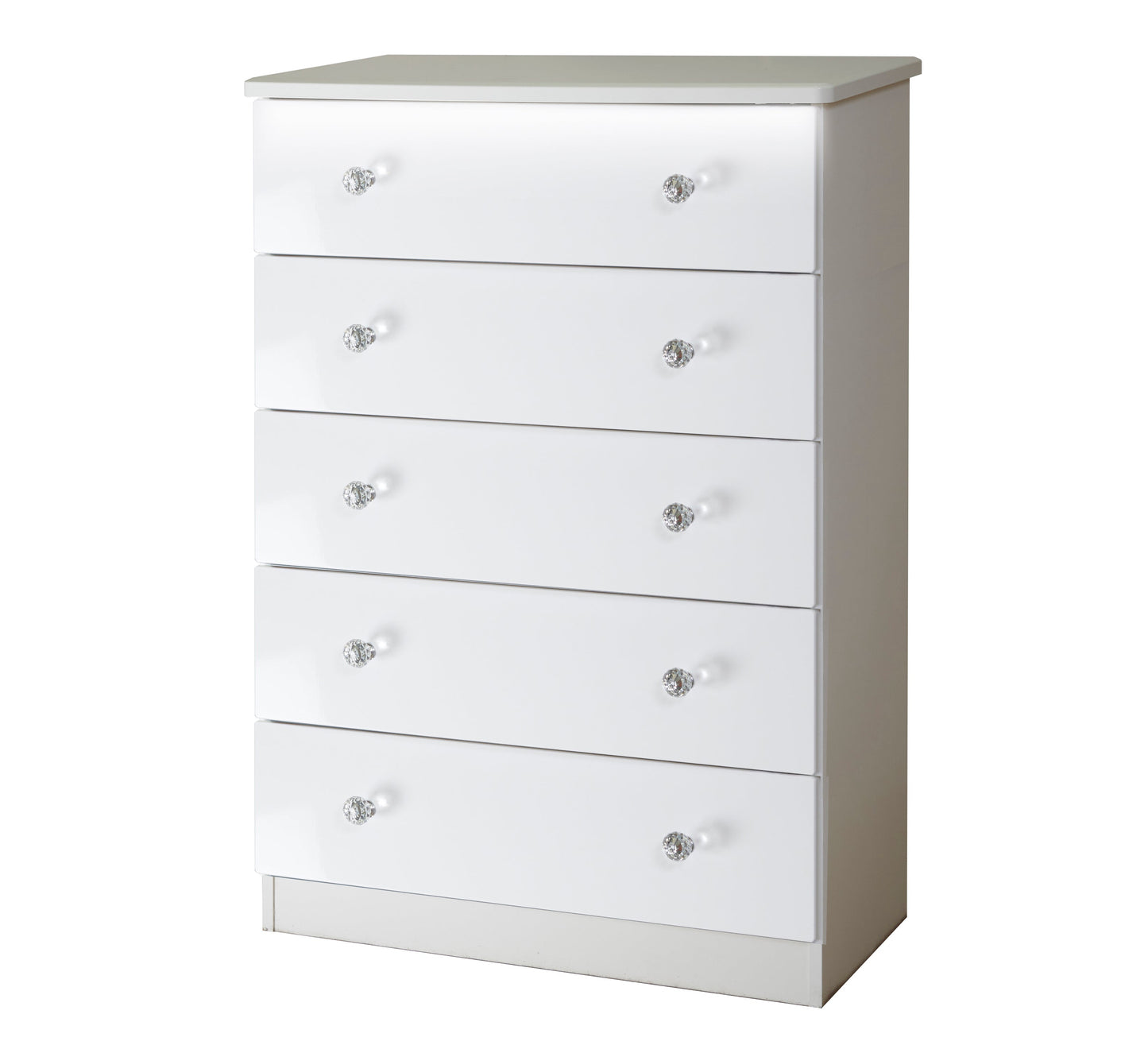 Lumiere Tall Chest of Drawers with LED lights White 5 Drawers 108cm