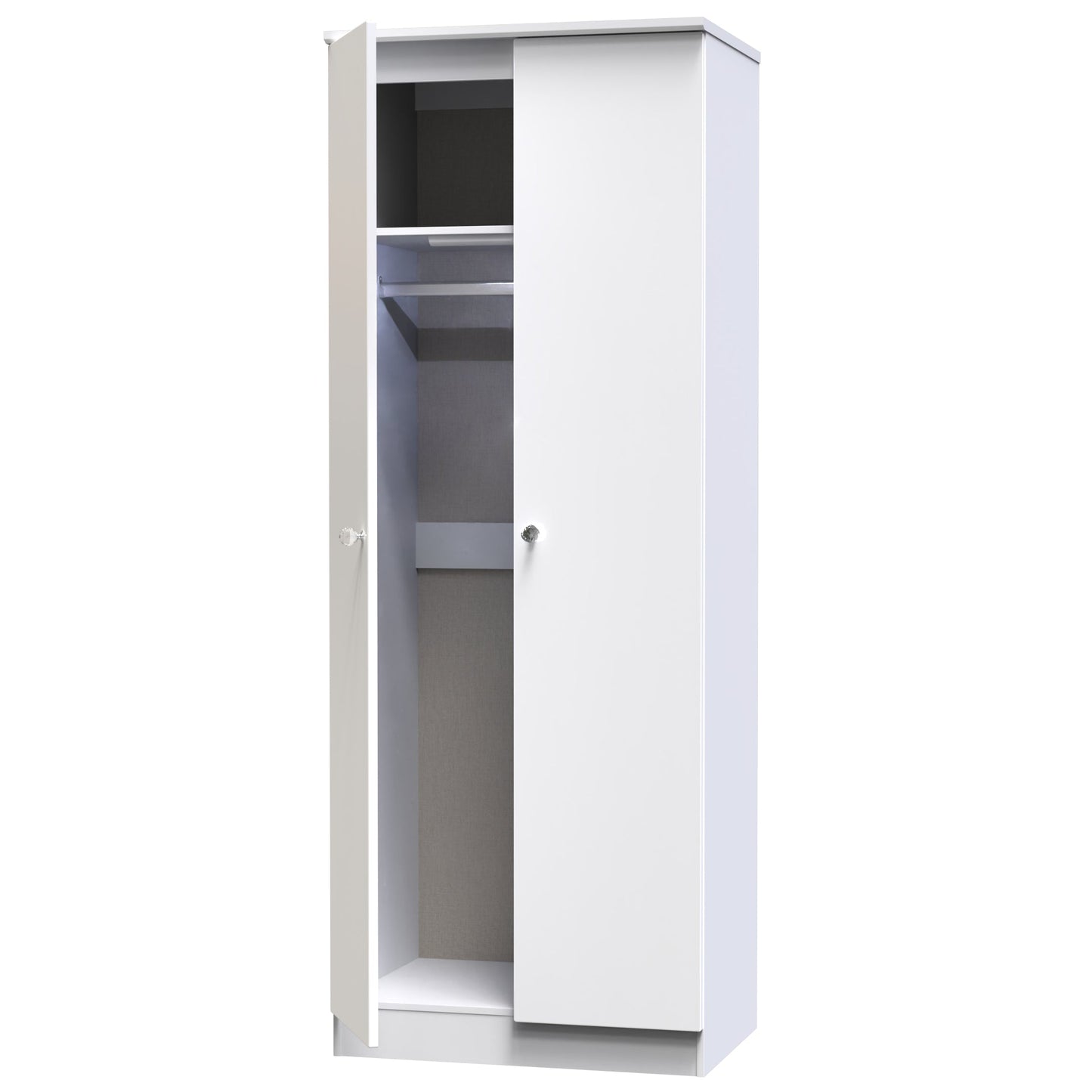 Lumiere Tall Wardrobe White 2 Doors 1 Shelf 196cm