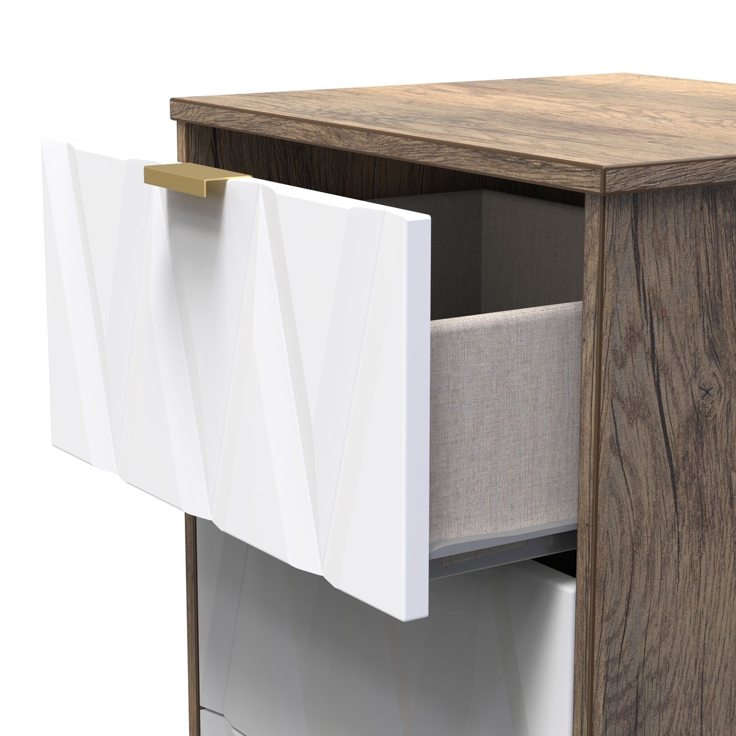 Las Vegas F Bedside Table White & Oak 3 Drawers 73cm