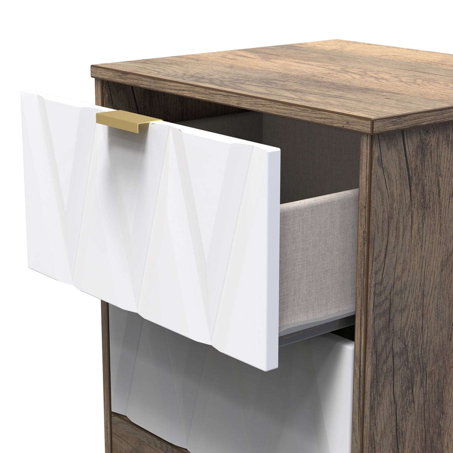 Las Vegas F Bedside Table White & Oak 2 Drawers 53cm