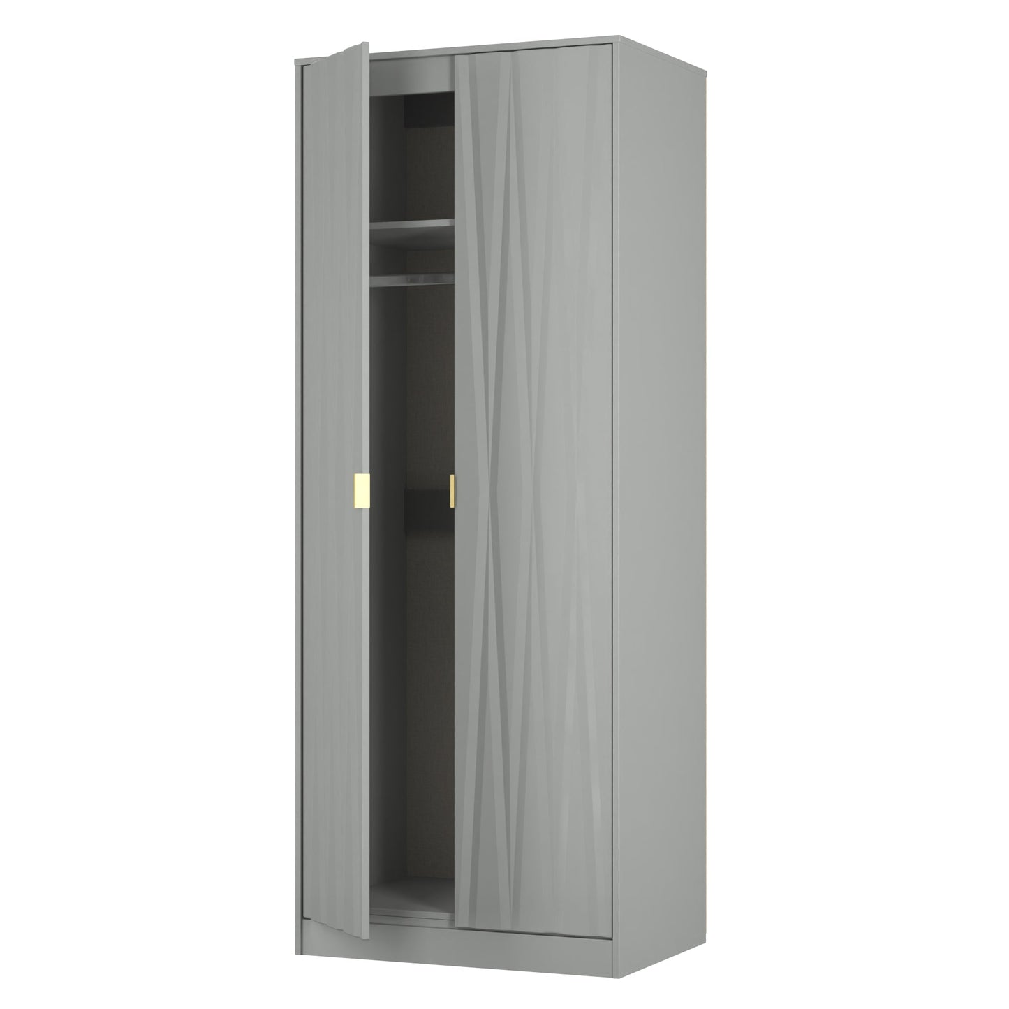 Las Vegas F Tall Wardrobe Grey 2 Doors 1 Shelf 77cm