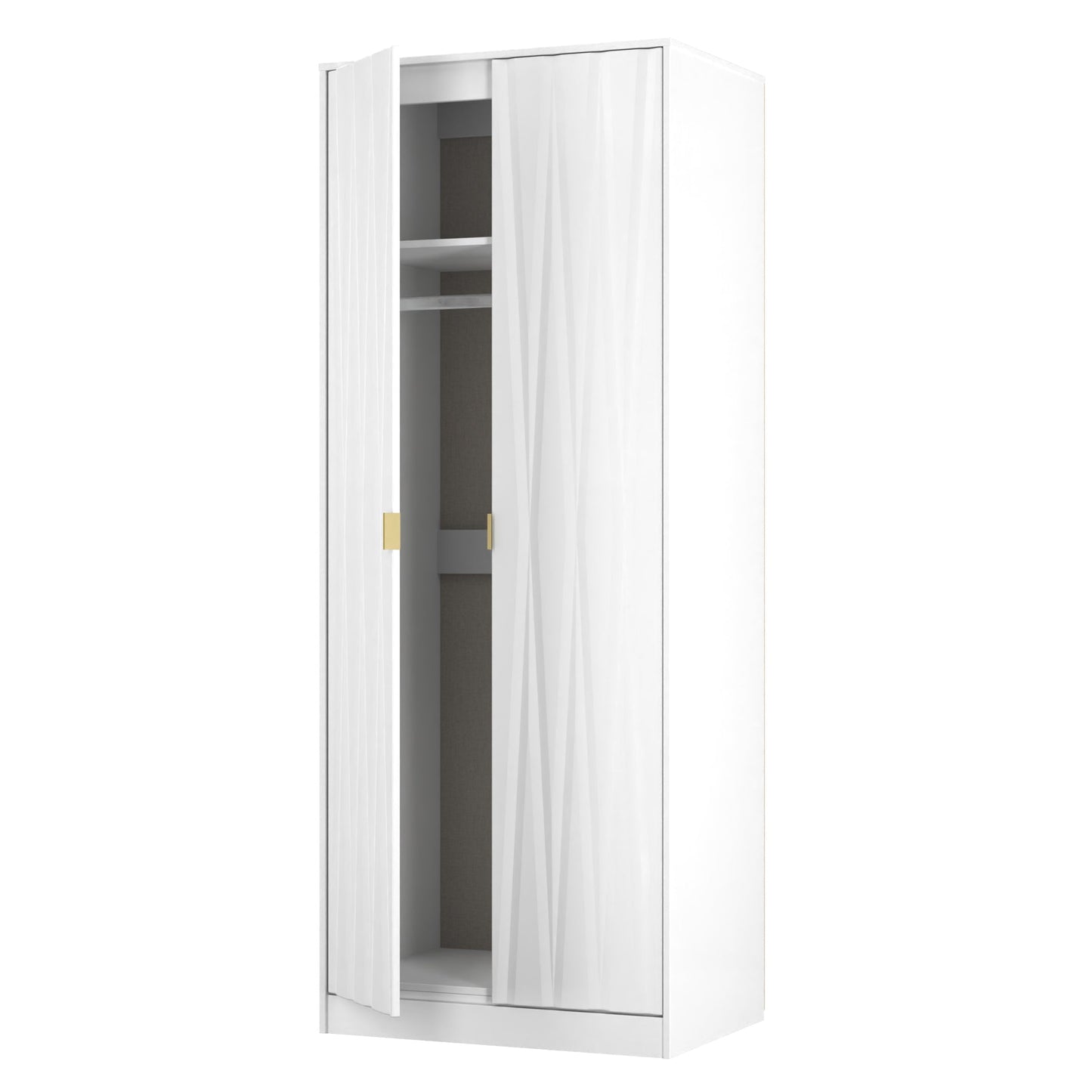Las Vegas F Tall Wardrobe White 2 Doors 1 Shelf 198cm