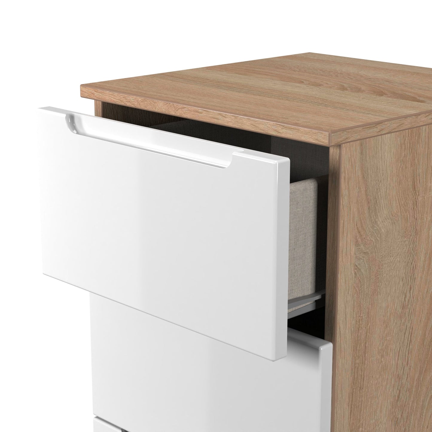 Milan Bedside Table White & Oak 3 Drawers 70cm