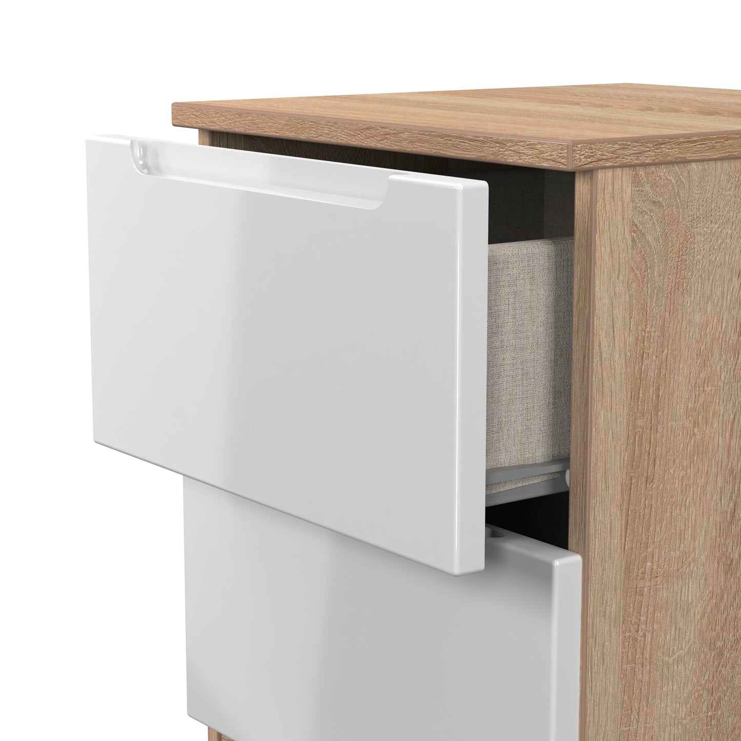 Milan Bedside Table White & Oak 2 Drawers 51cm