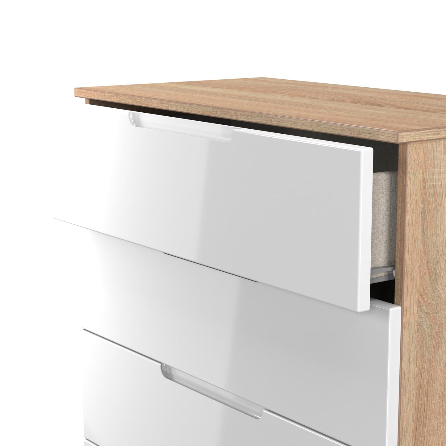 Milan Chest of Drawers White & Oak 4 Drawers 89cm