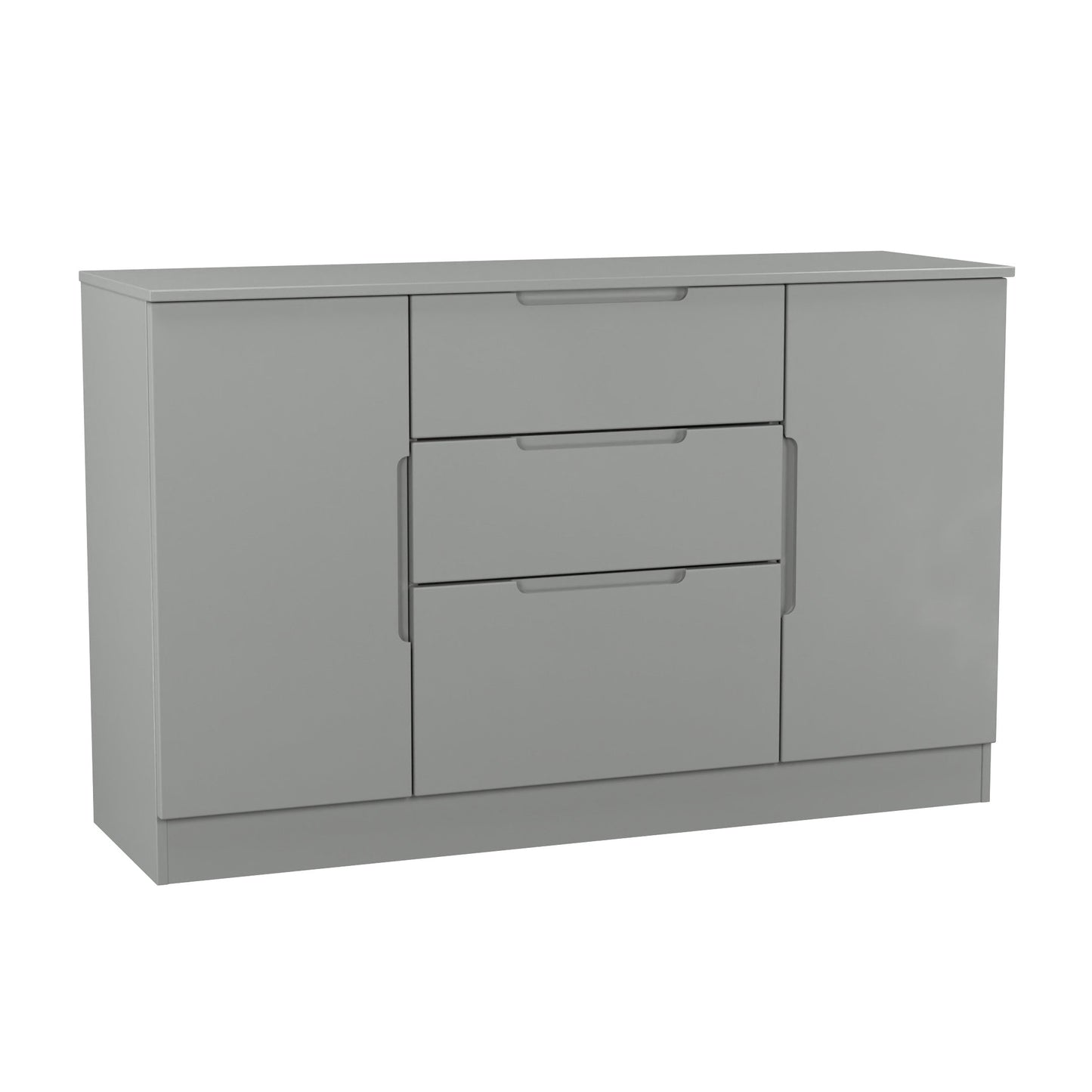 Milan Large Sideboard Grey 2 Doors 2 Shelves 3 Drawers 126cm