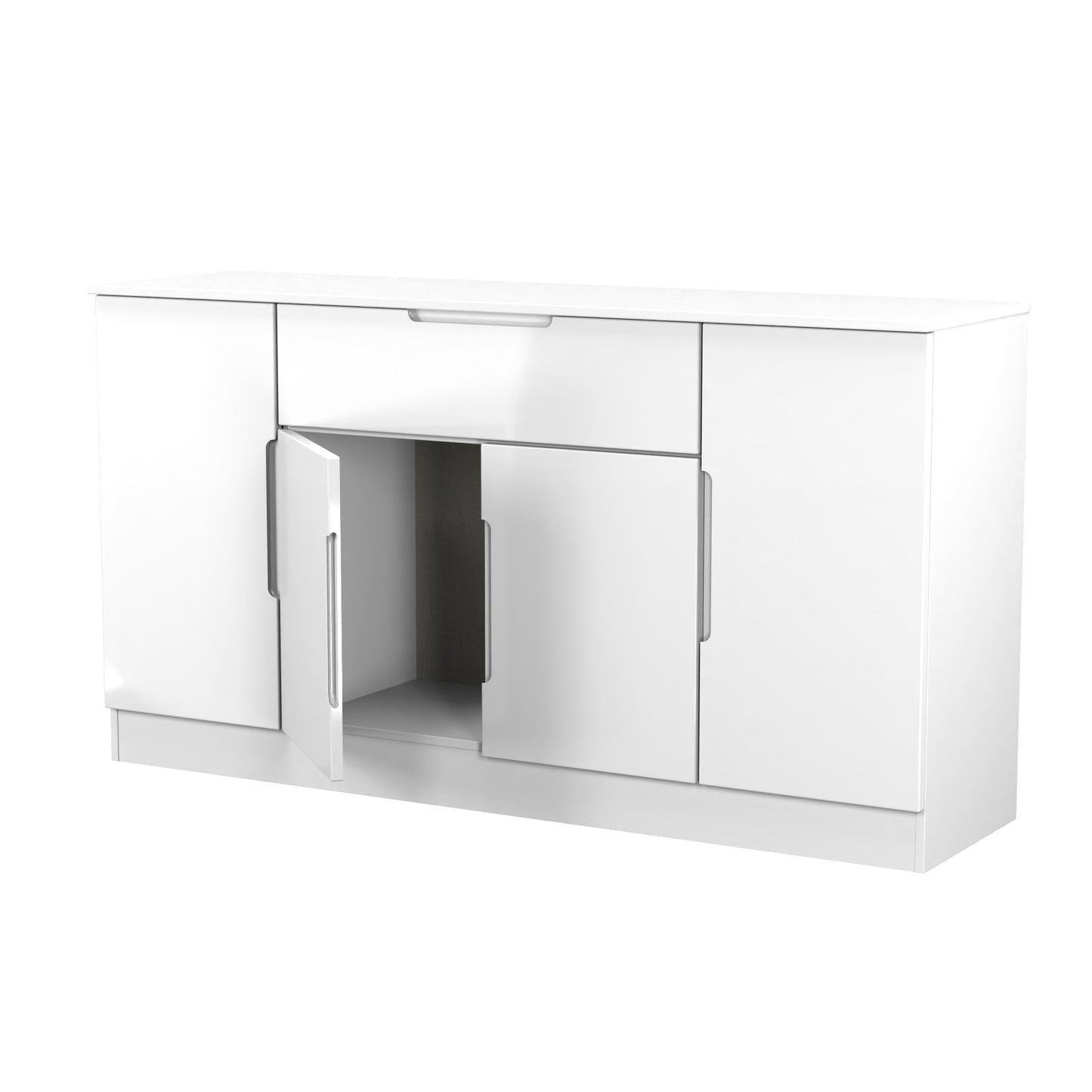 Milan Large Sideboard White 4 Doors 2 Shelves 1 Drawer 144cm