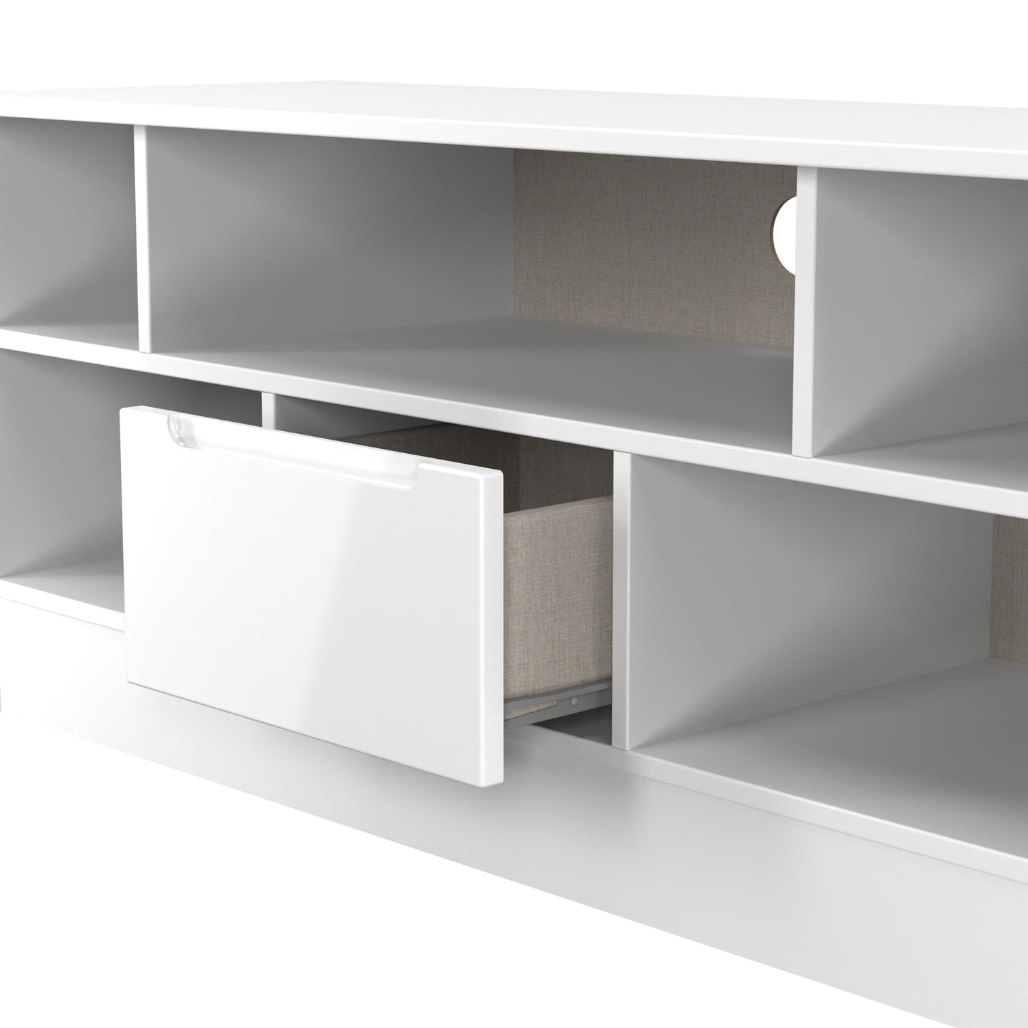 Milan TV Unit White 5 Shelves 1 Drawer 110cm