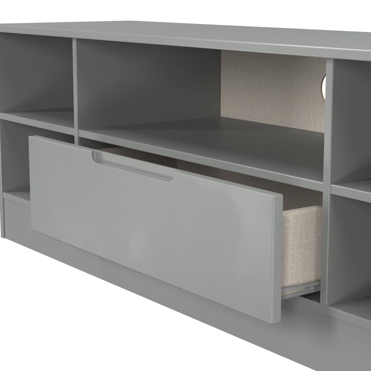 Milan TV Unit Grey 5 Shelves 1 Drawer 144cm