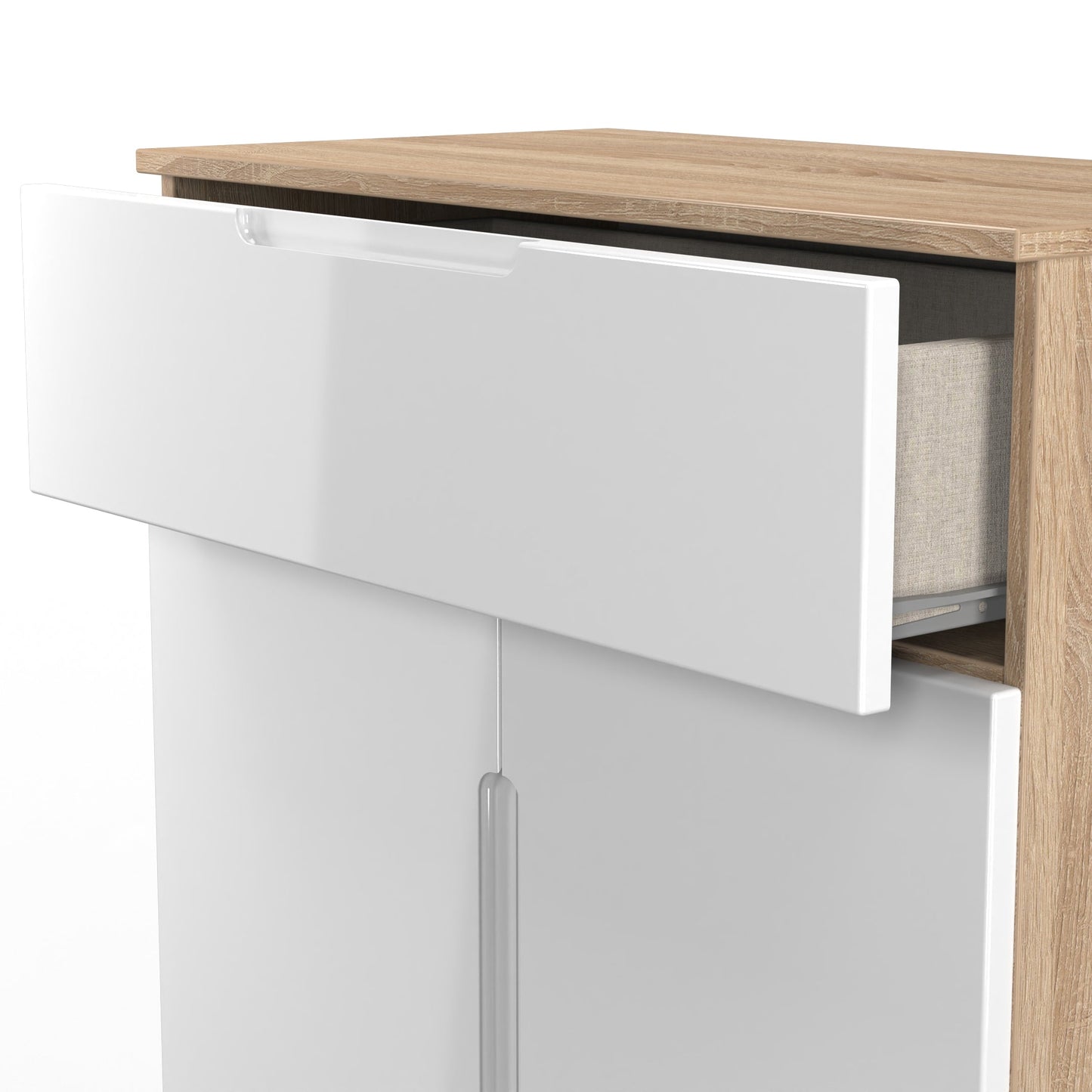 Milan Sideboard White & Oak 2 Doors 1 Drawer 79cm