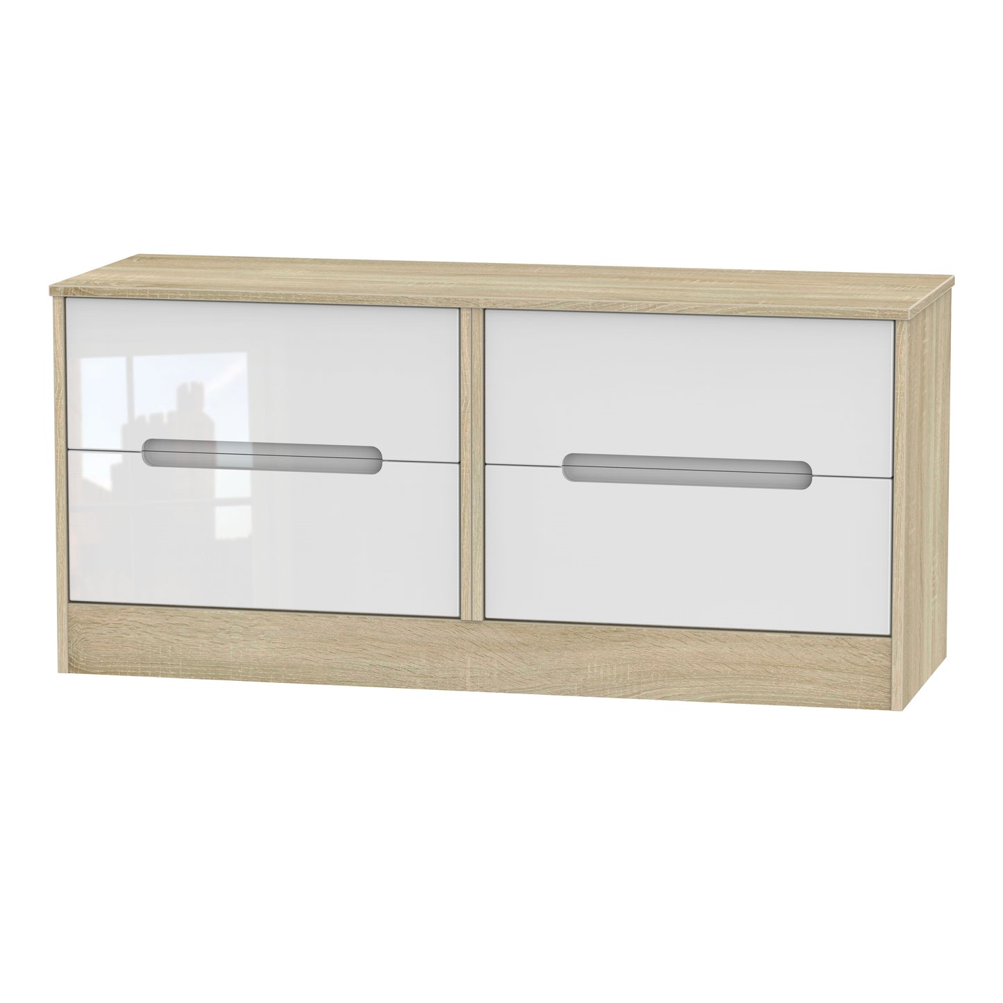 Monaco Large Chest of Drawers White & Oak 4 Drawers 115cm